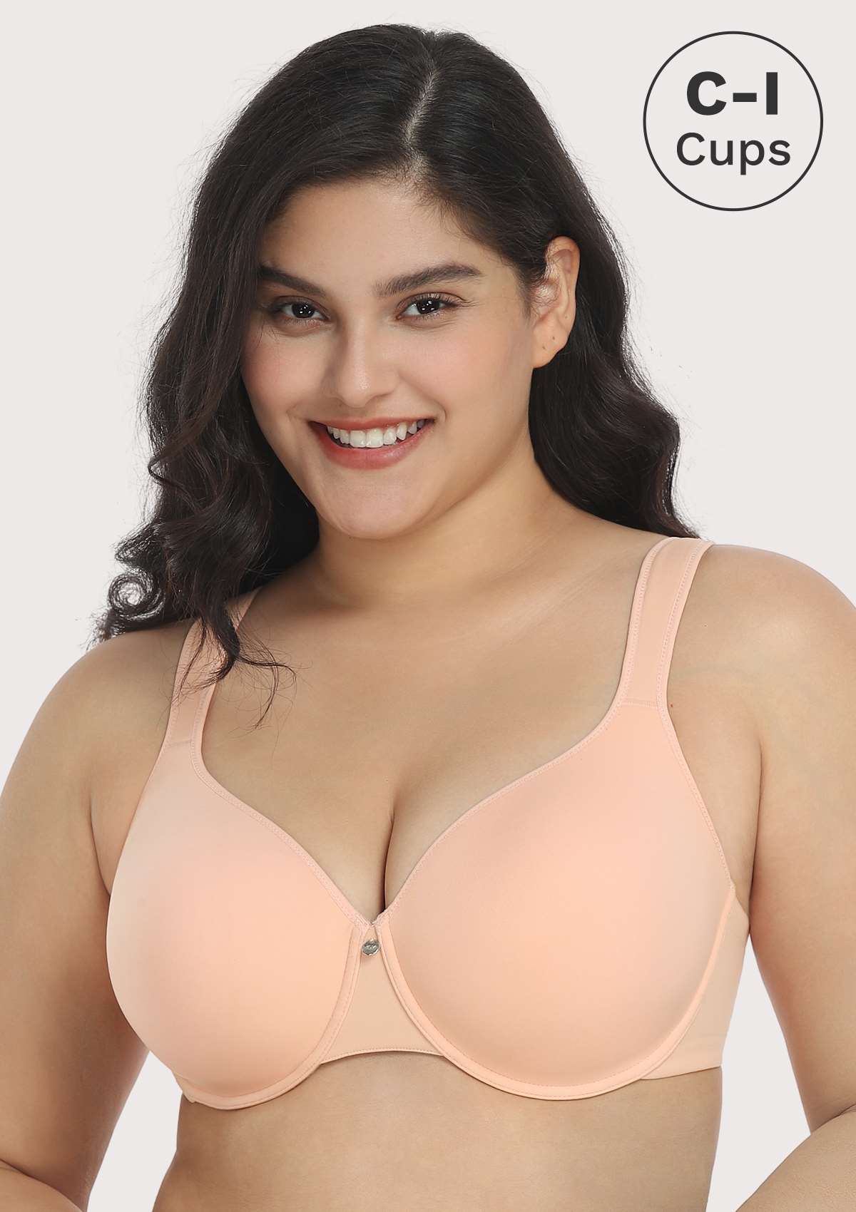 HSIA Patricia Smooth Classic T-shirt Lightly Padded Minimizer Bra - Light Pink / 38 / G