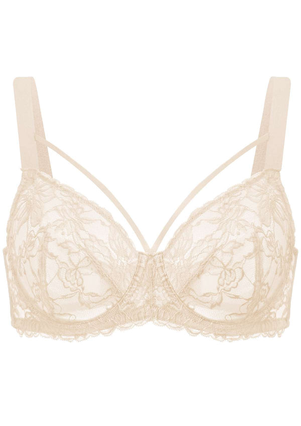 HSIA Pretty In Petals Lace Bra And Panty Set: Comfortable Support Bra - Beige Cream / 36 / G