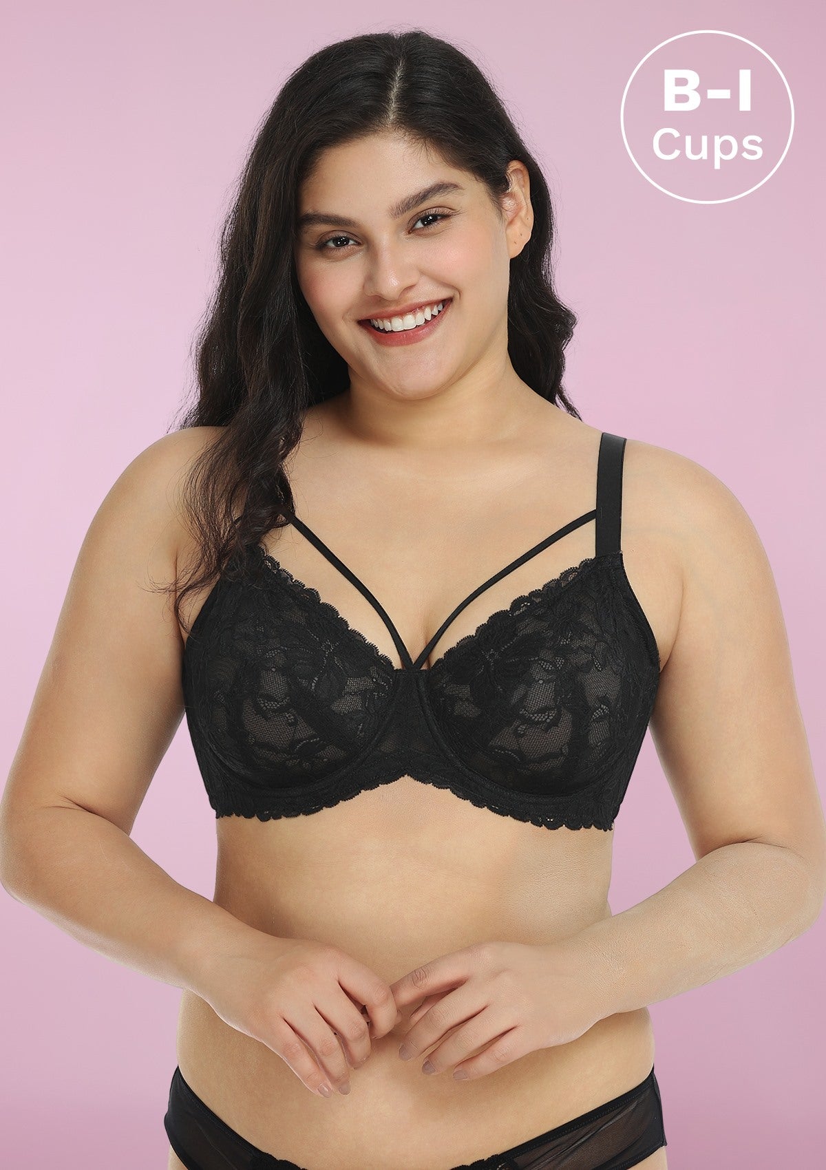 HSIA Pretty In Petals Bra - Plus Size Lingerie For Comfrot And Support - Black / 32 / DD/E