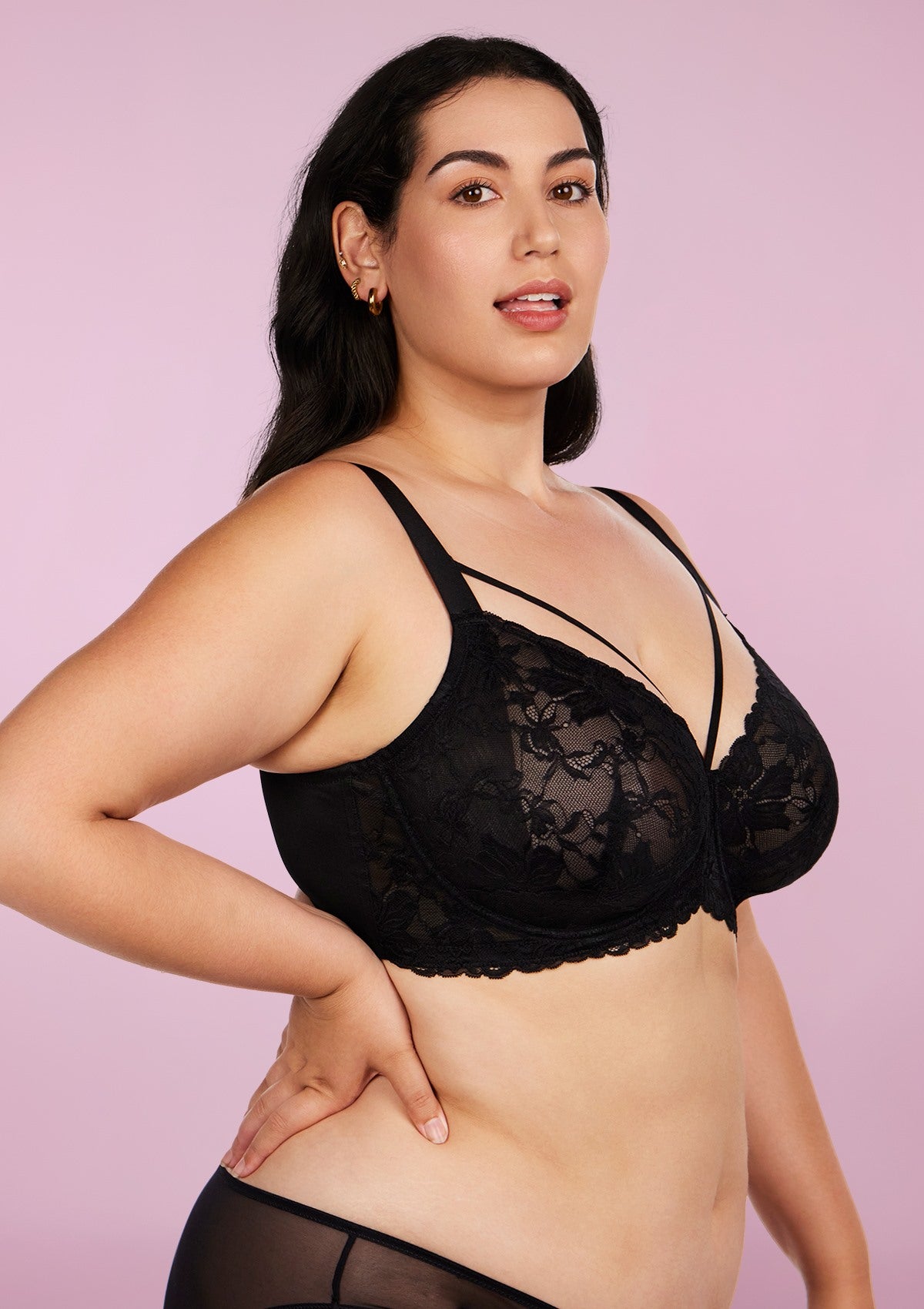 HSIA Pretty In Petals Bra - Plus Size Lingerie For Comfrot And Support - Black / 46 / B