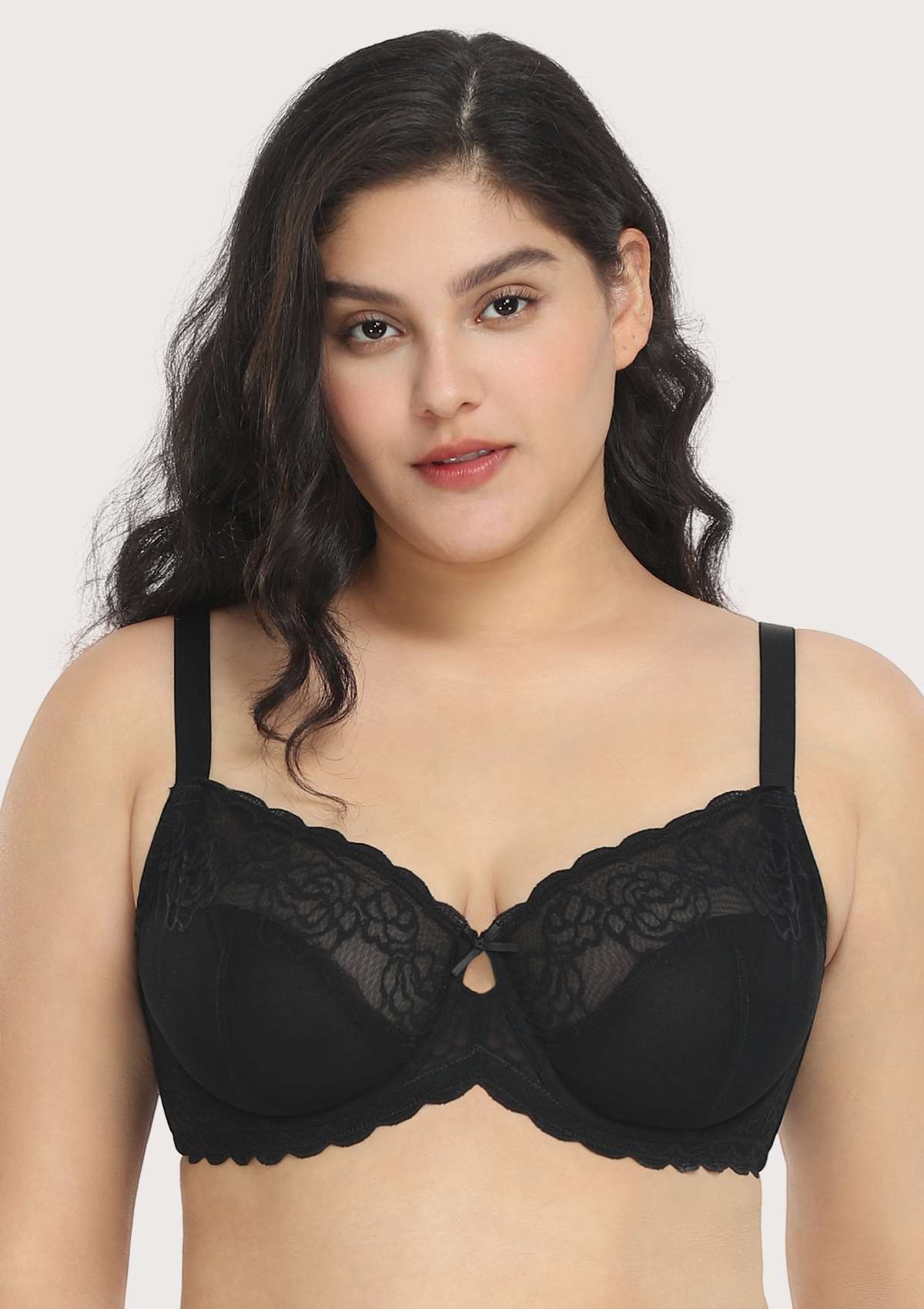 HSIA Rosa Bonica Sheer Lace Mesh Unlined Thin Comfy Woman Bra - Black / 38 / C