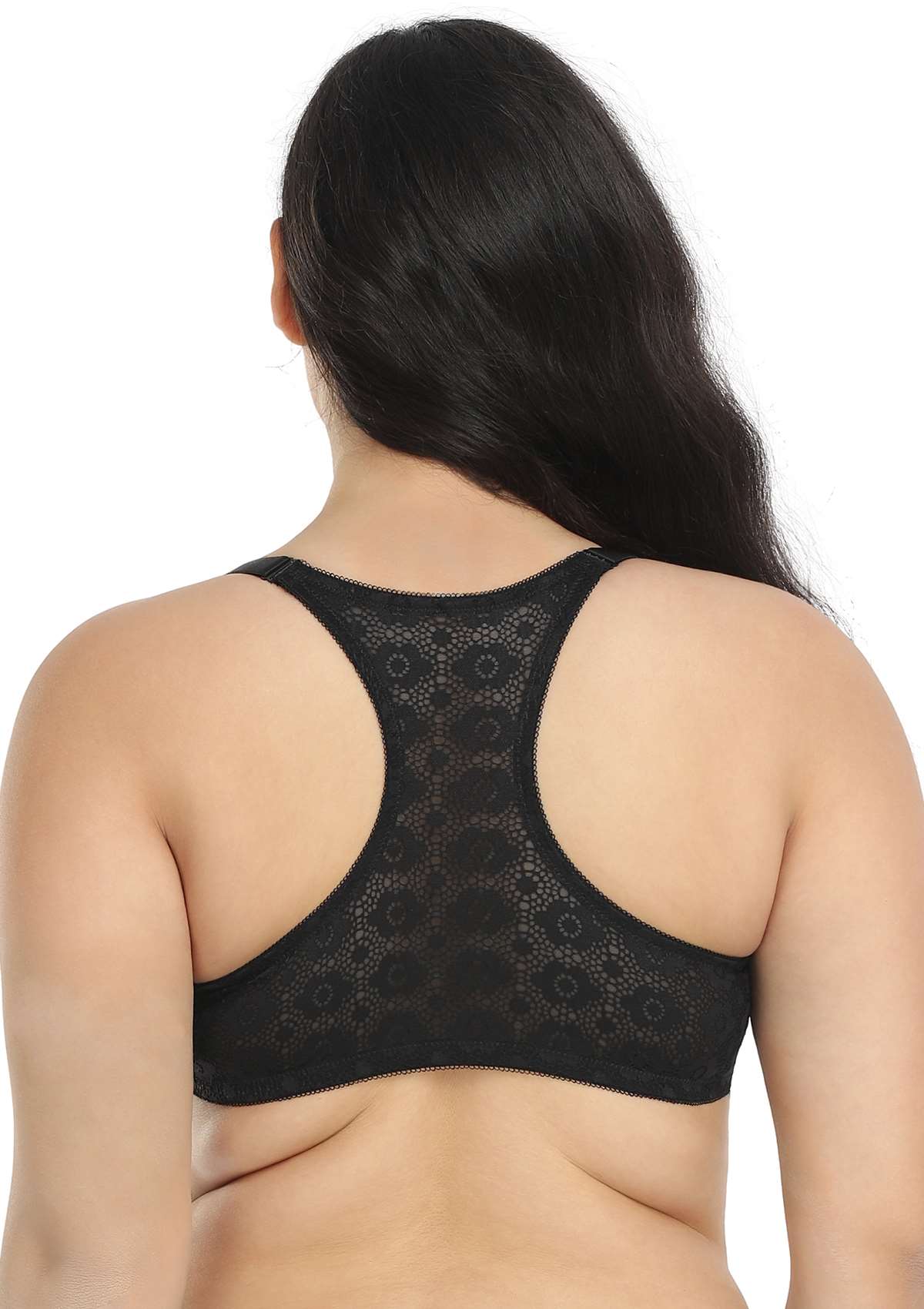 HSIA Serena Front-Close Racerback Bra Bra That Hides Back Fat - Black / 34 / B