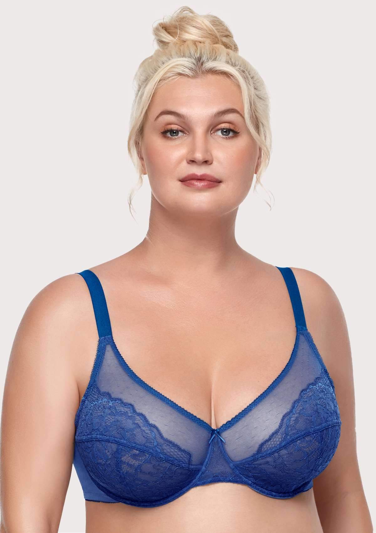 HSIA Enchante Full Coverage Bra: Supportive Bra For Big Busts - Royal Blue / 34 / D