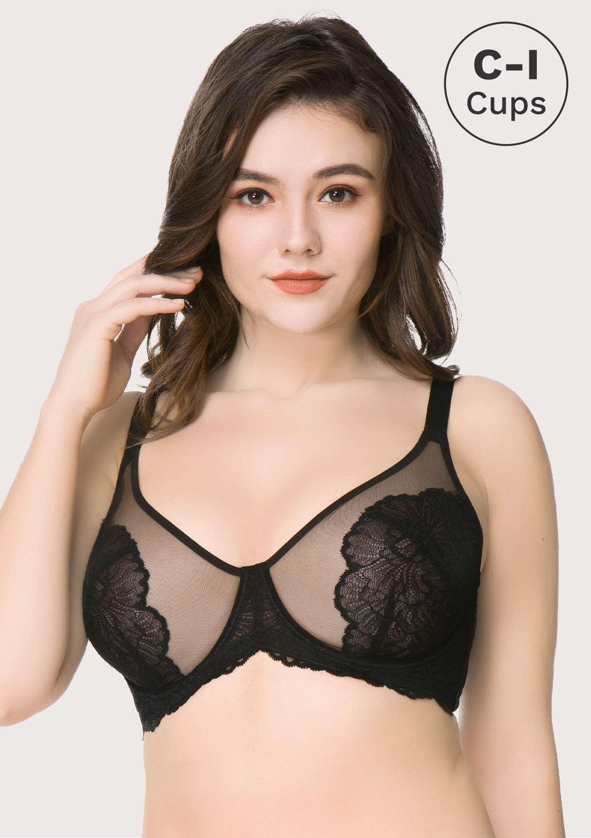 HSIA Blossom Matching Bra And Panties: Beautiful Everyday Bra - Black Contrast Apricot / 44 / D