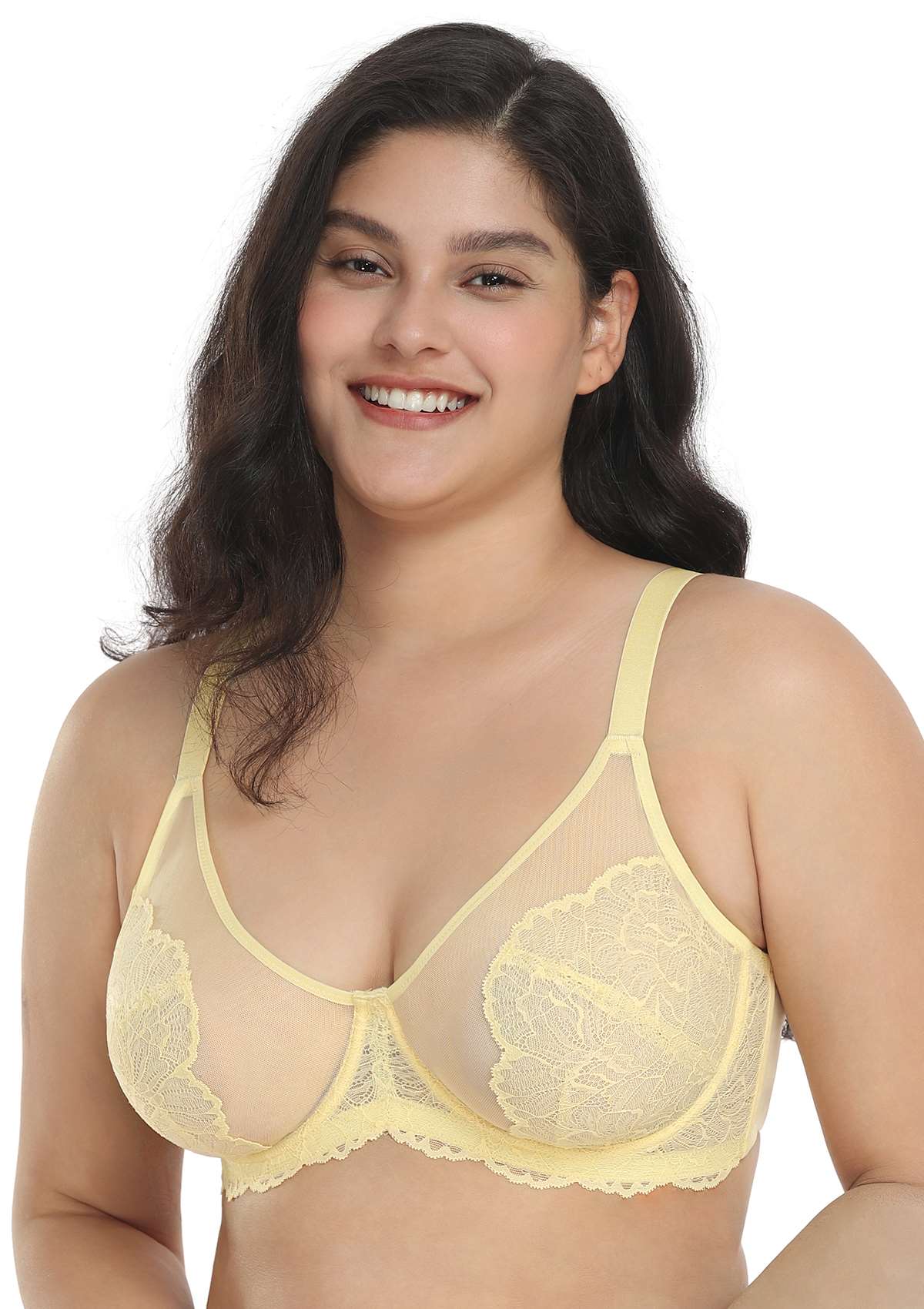 HSIA Blossom Full Coverage Side Support Bra: Designed For Heavy Busts - Light Yellow / 34 / D