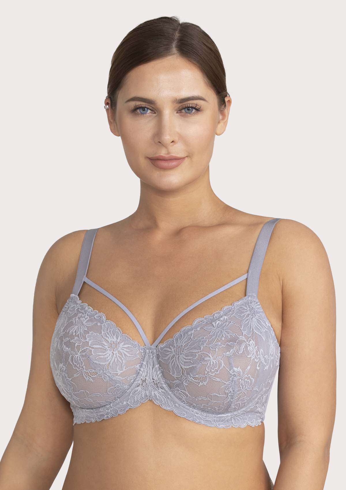 HSIA Pretty In Petals See-Through Lace Bra: Lift And Separate - Purple / 34 / D