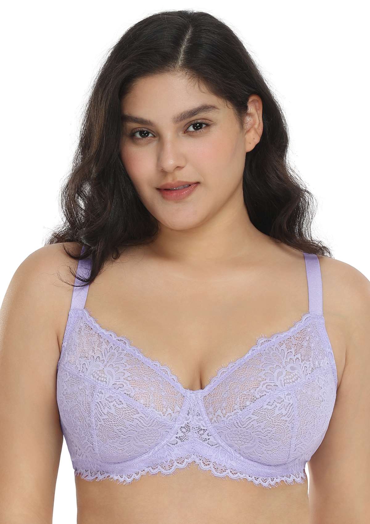 HSIA Pink Sunflower Lace Underwire Bra  - Purple / 40 / DD/E