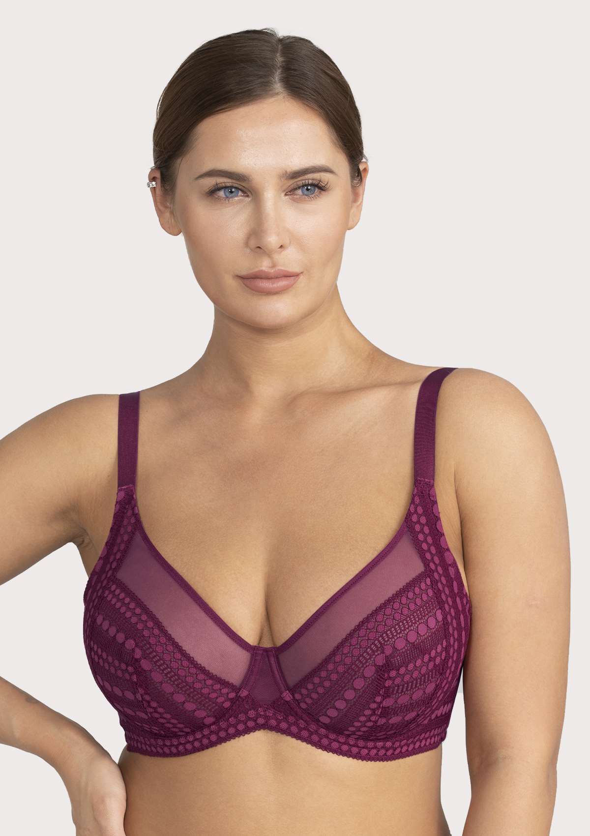 HSIA Heroine Lace Unlined Bra: Bra That Hides Back Fat - Plus Size - Burgundy / 38 / DDD/F