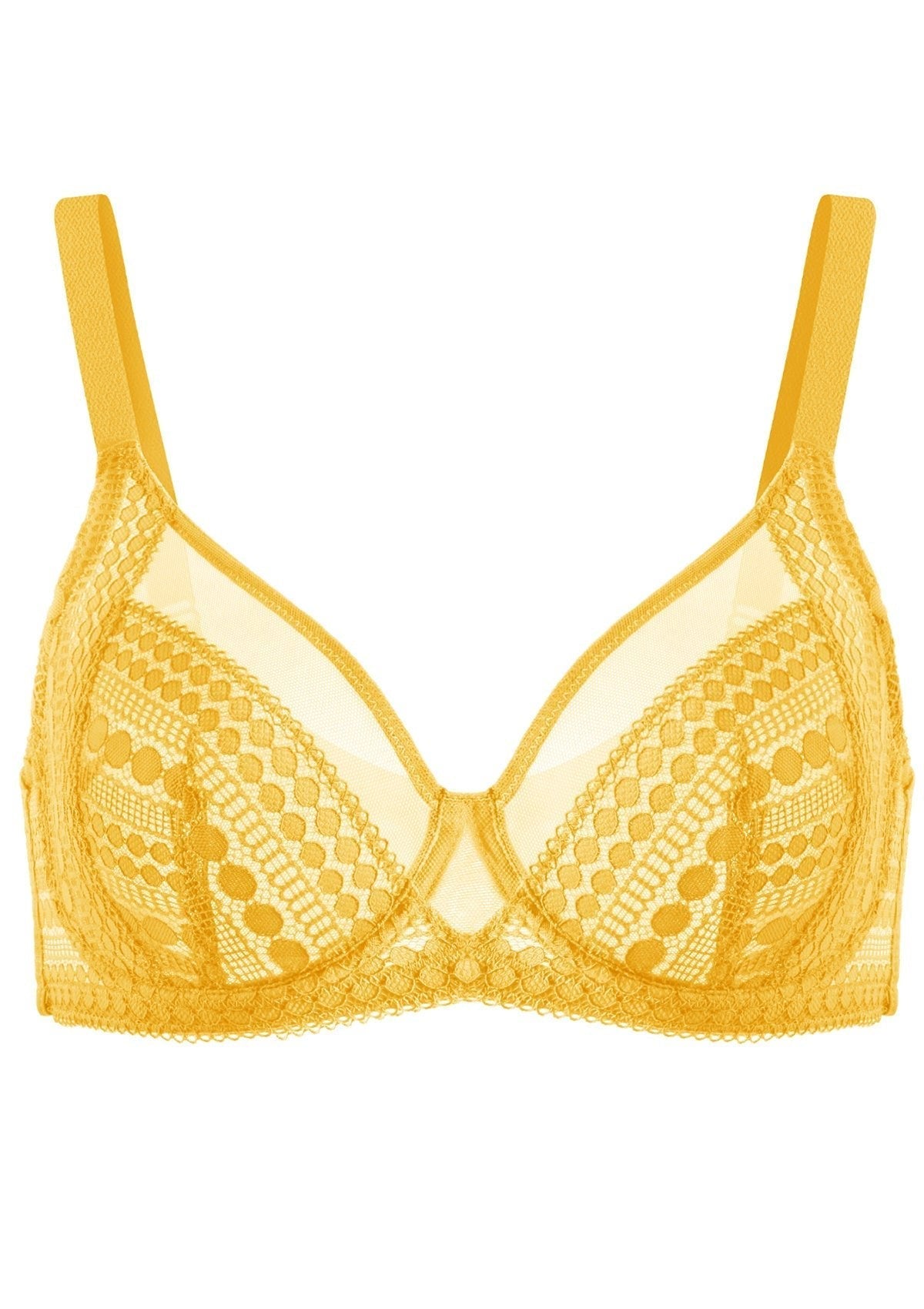 HSIA Heroine Lace Unlined Bra: Bra That Hides Back Fat - Plus Size - Yellow / 34 / DDD/F