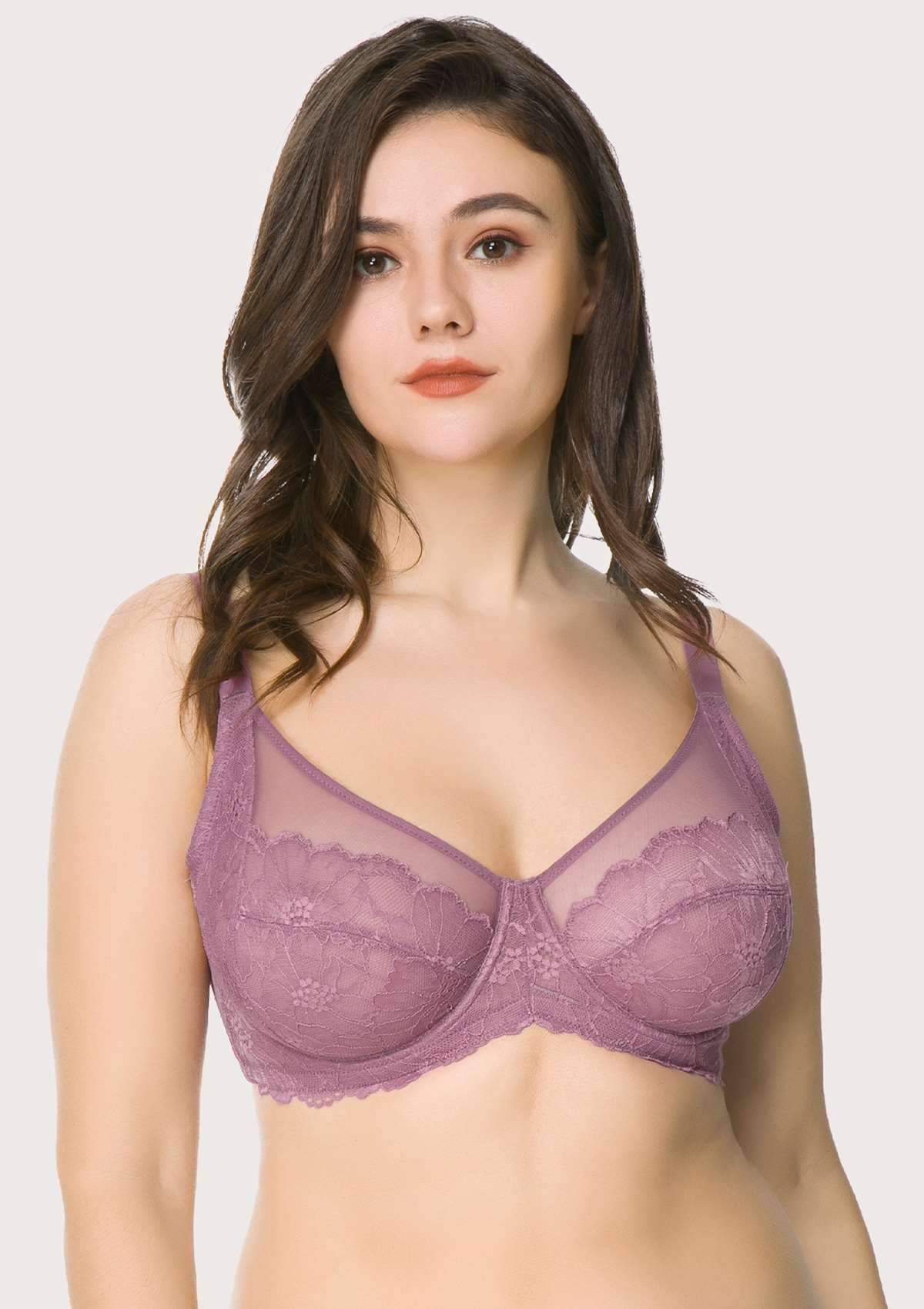 Hyacinth Lace Underwire Minimizer Bra , HSIA - 34DD / Purple