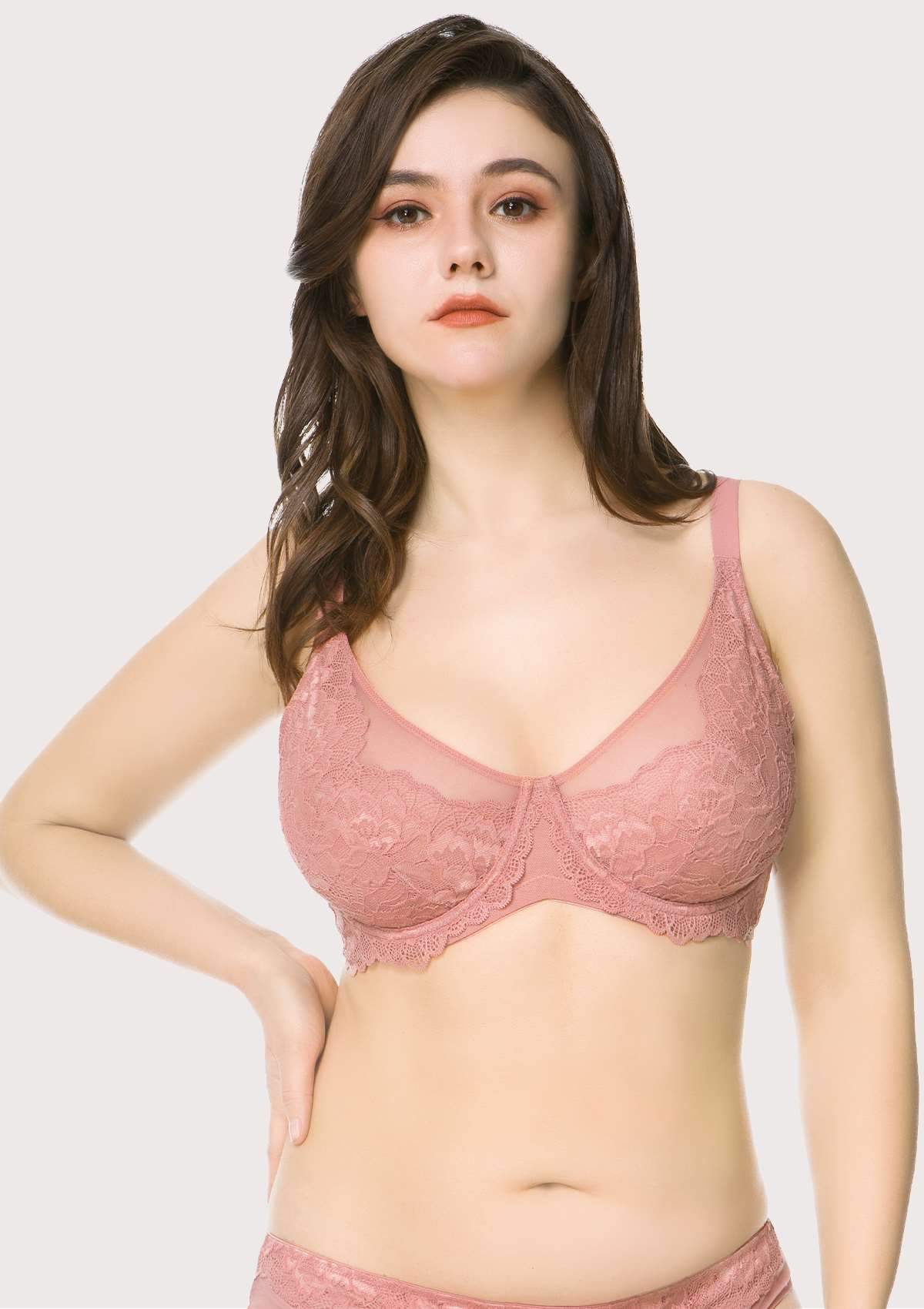 HSIA Peony Lace Unlined Supportive Underwire Bra - Purple / 42 / D
