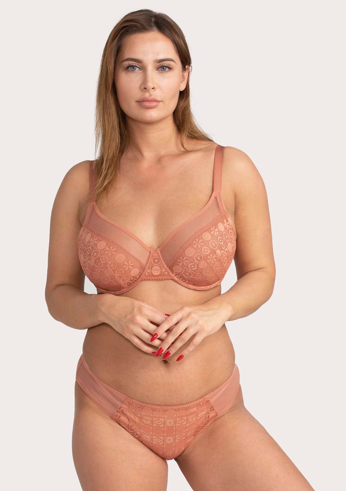 HSIA Time To Shine Lace Unlined Bra - Orange / 34 / C