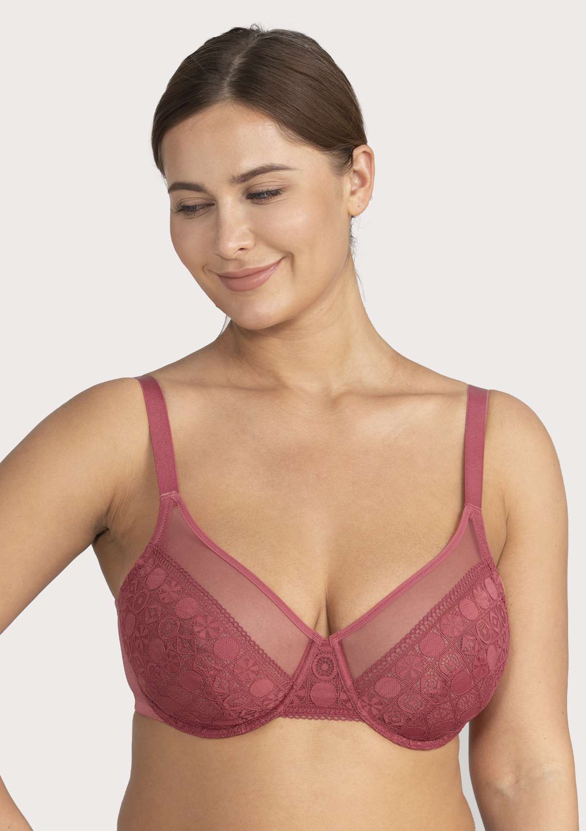 HSIA Time To Shine Lace Unlined Bra - Paradise Pink / 34 / C