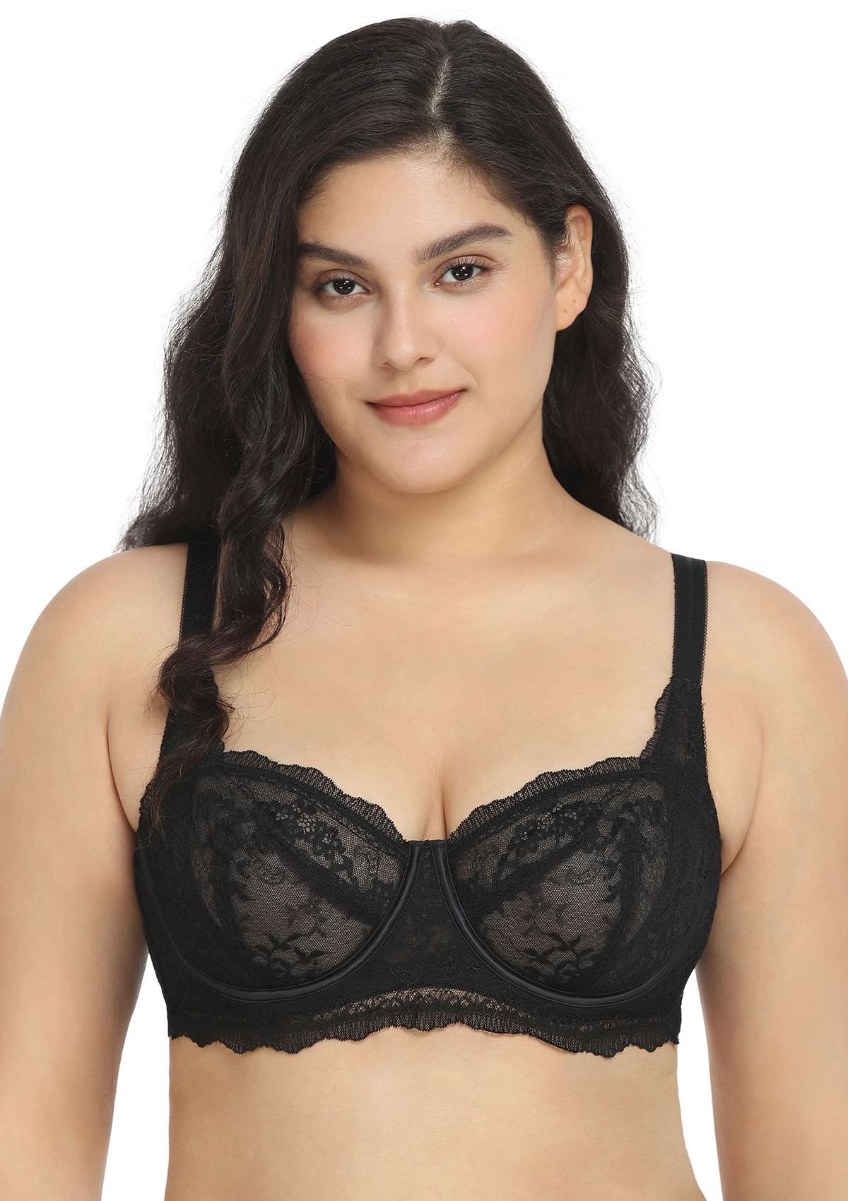 HSIA I Do Floral Lace Bridal Balconette Beautiful Bra For Special Day - Black / 38 / C