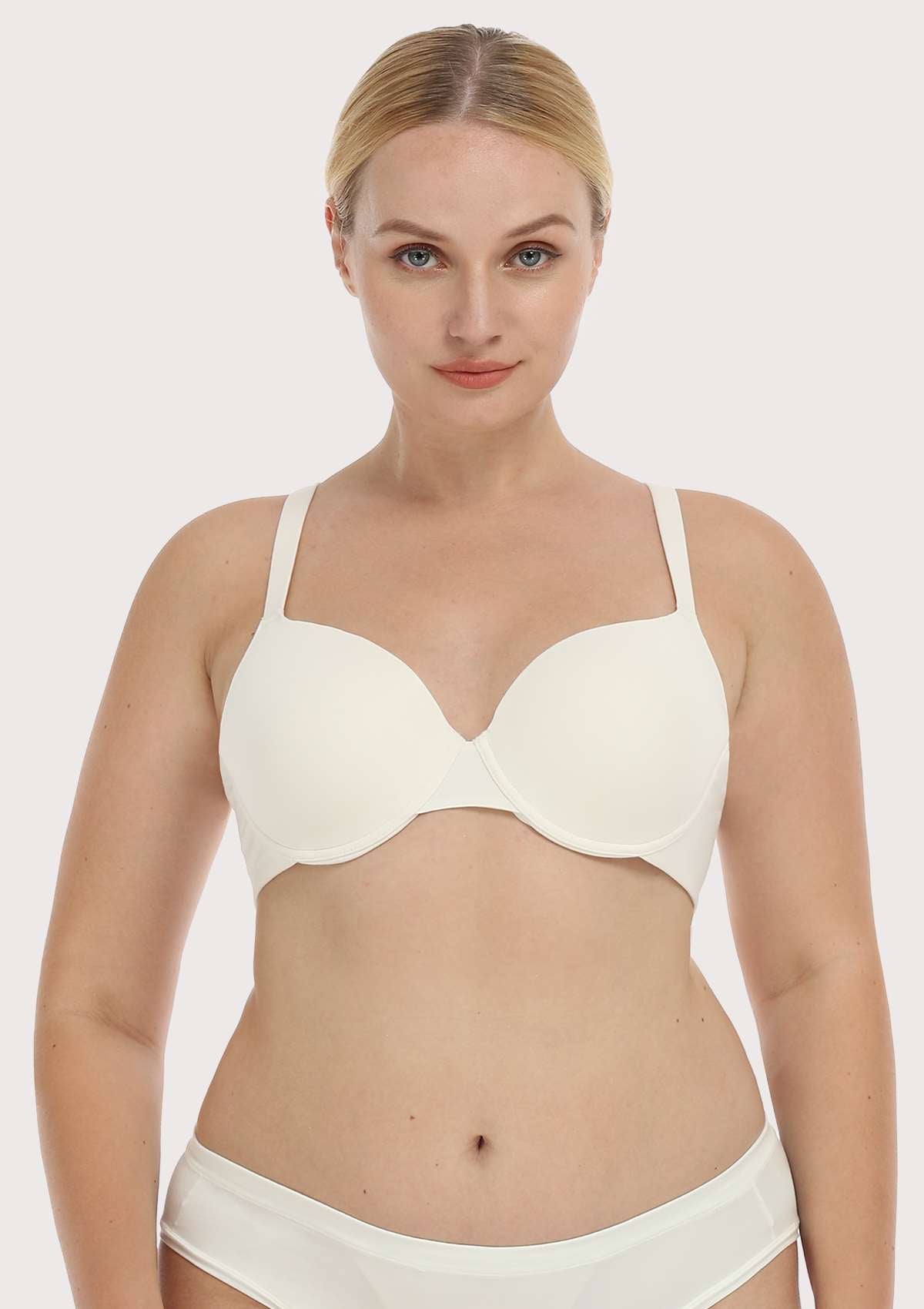 HSIA Virginia Lightly Padded Underwire Hypoallergenic T-shirt Bra - White / 36 / DDD/F