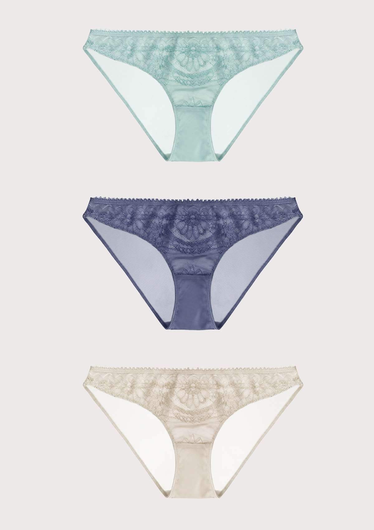 HSIA Beautifully-designed Breathable Bikini Panties 3 Pack - S / Pink+Blue+Linen