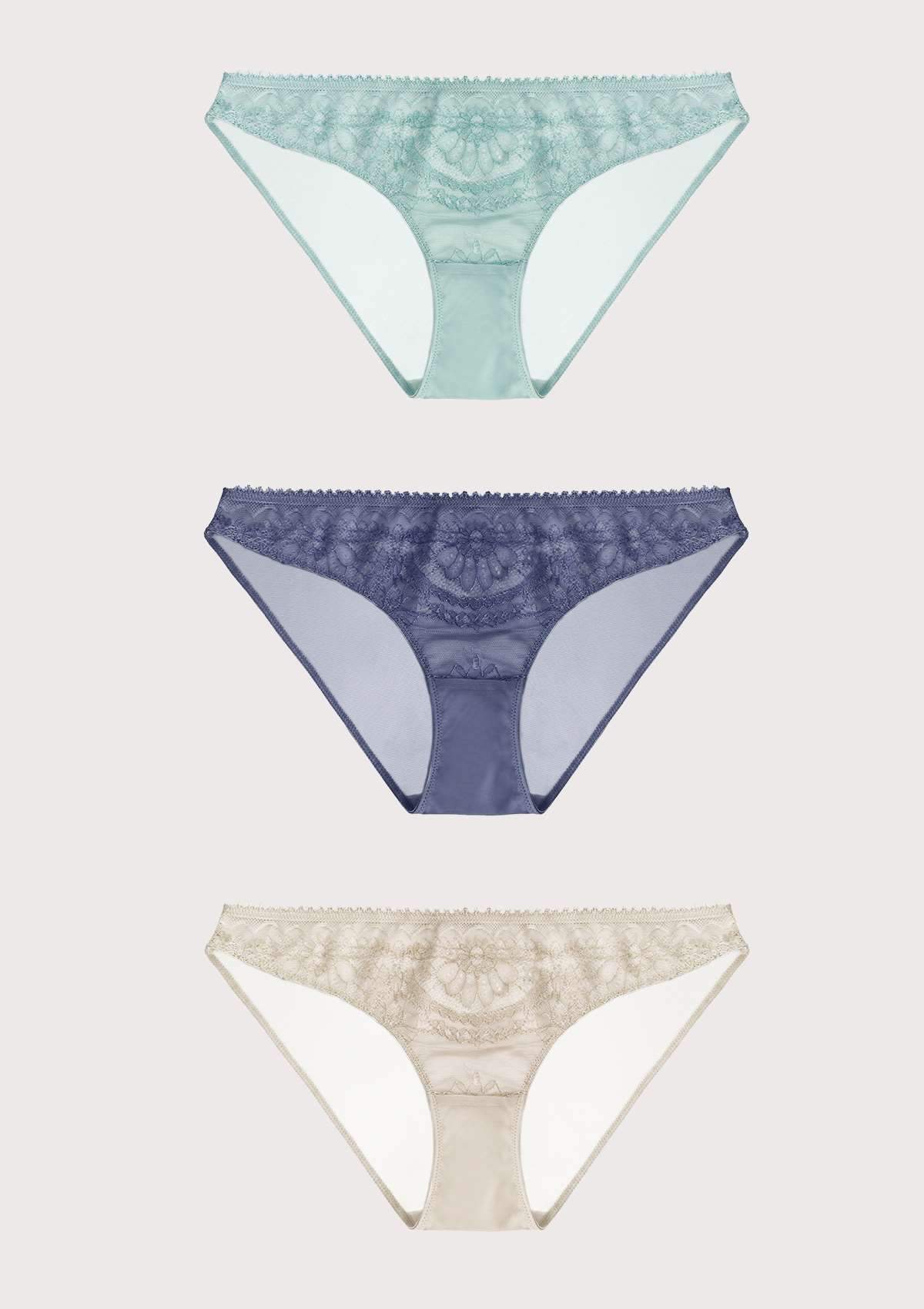 HSIA Beautifully-designed Breathable Bikini Panties 3 Pack - M / Pink+Blue+Linen