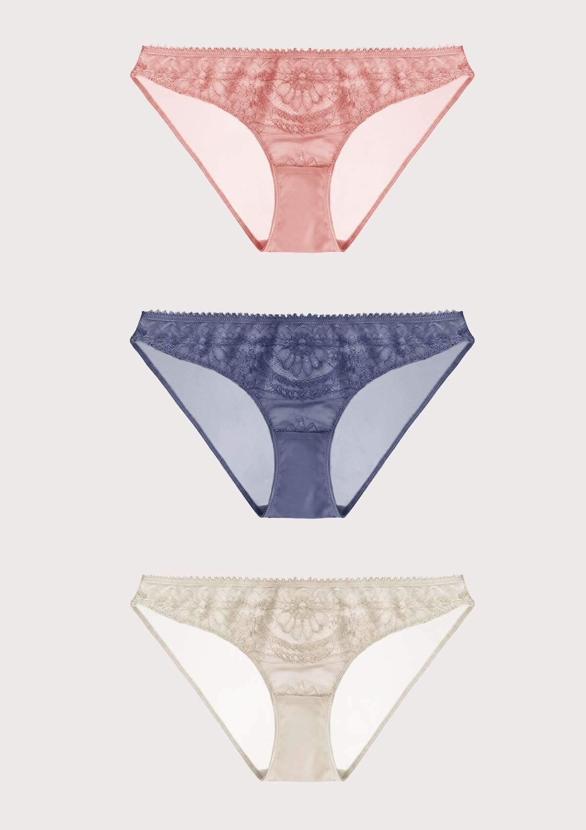 HSIA Beautifully-designed Breathable Bikini Panties 3 Pack - XL / Pink+Blue+Linen