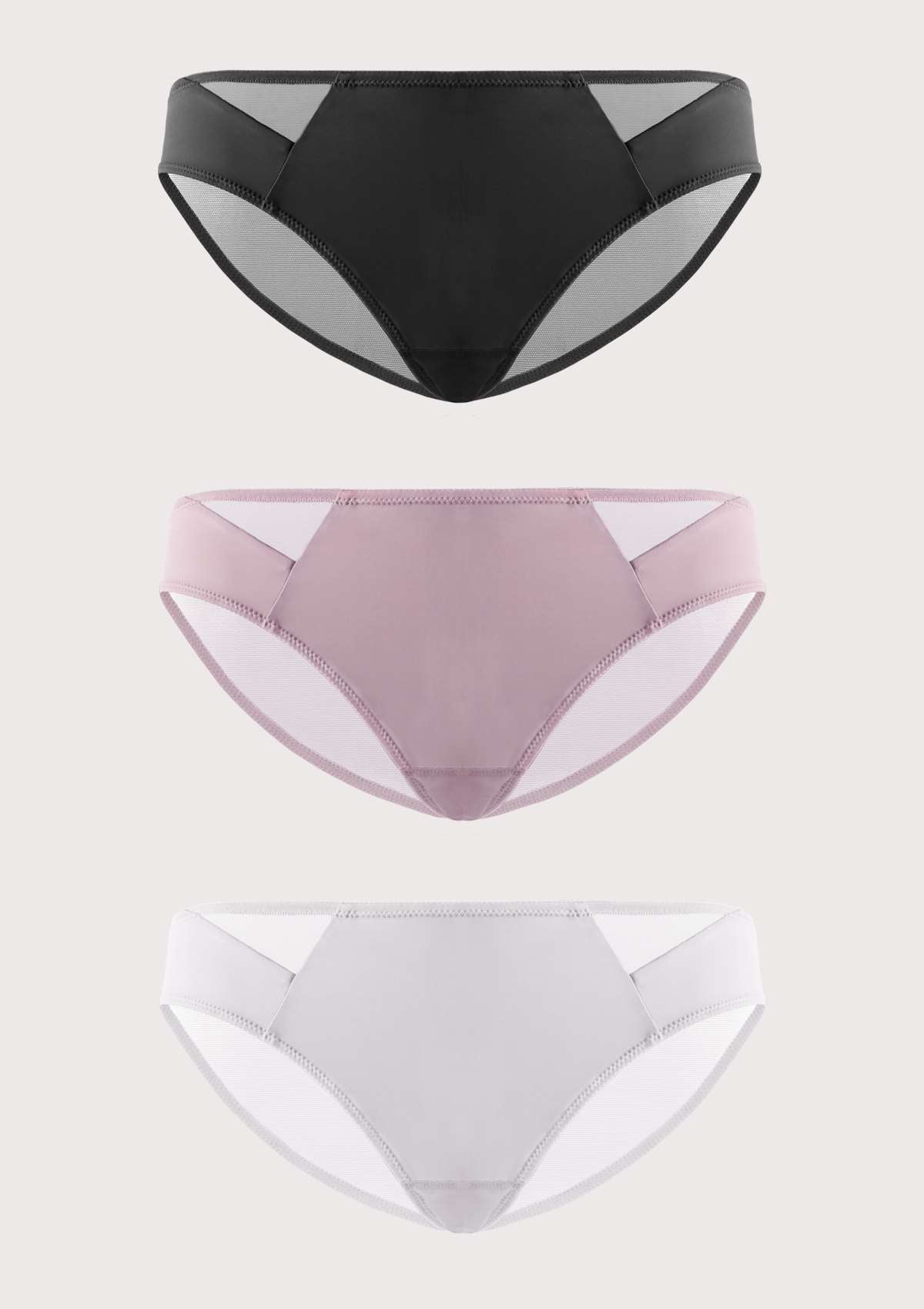 HSIA Geometric Breathable Soft Everyday Bikini Panties 3 Pack - XXL / Black+Purple+Pink