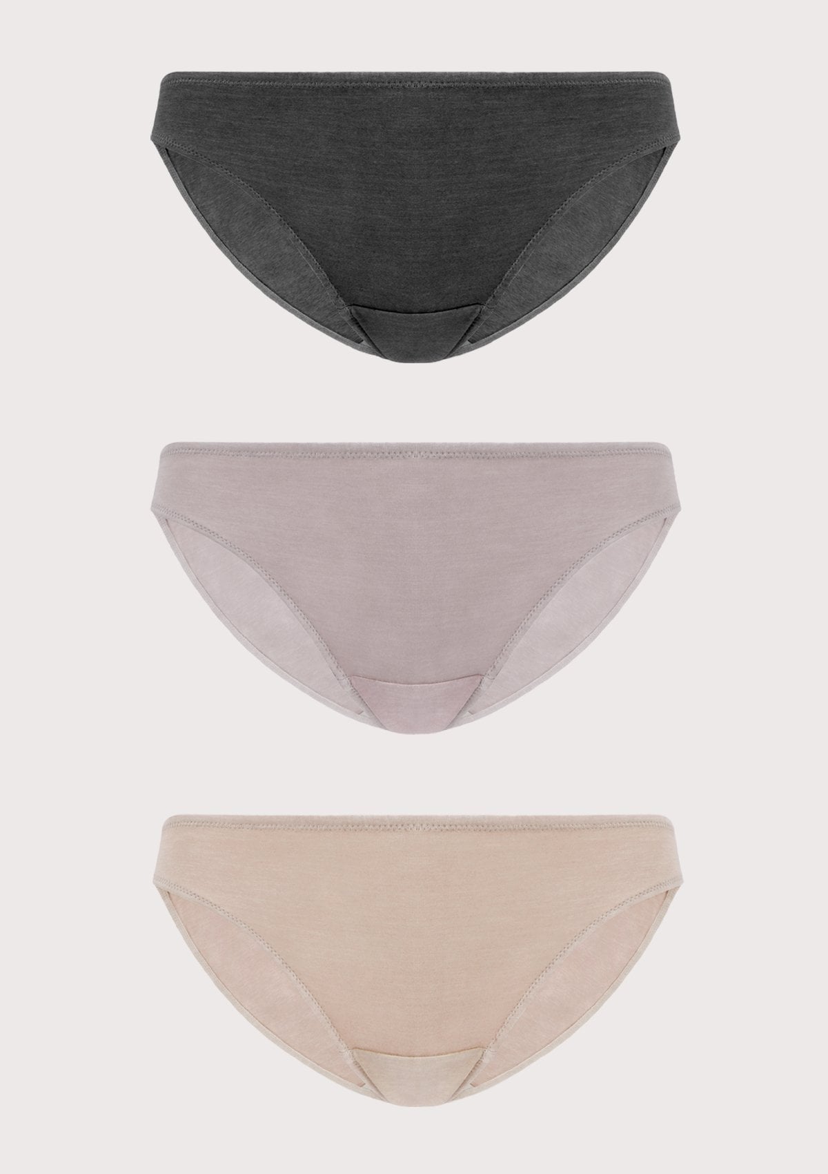 HSIA Comfort Cotton Mid-rise Bikini Panties 3 Pack - XL / Black+Pink+Beige