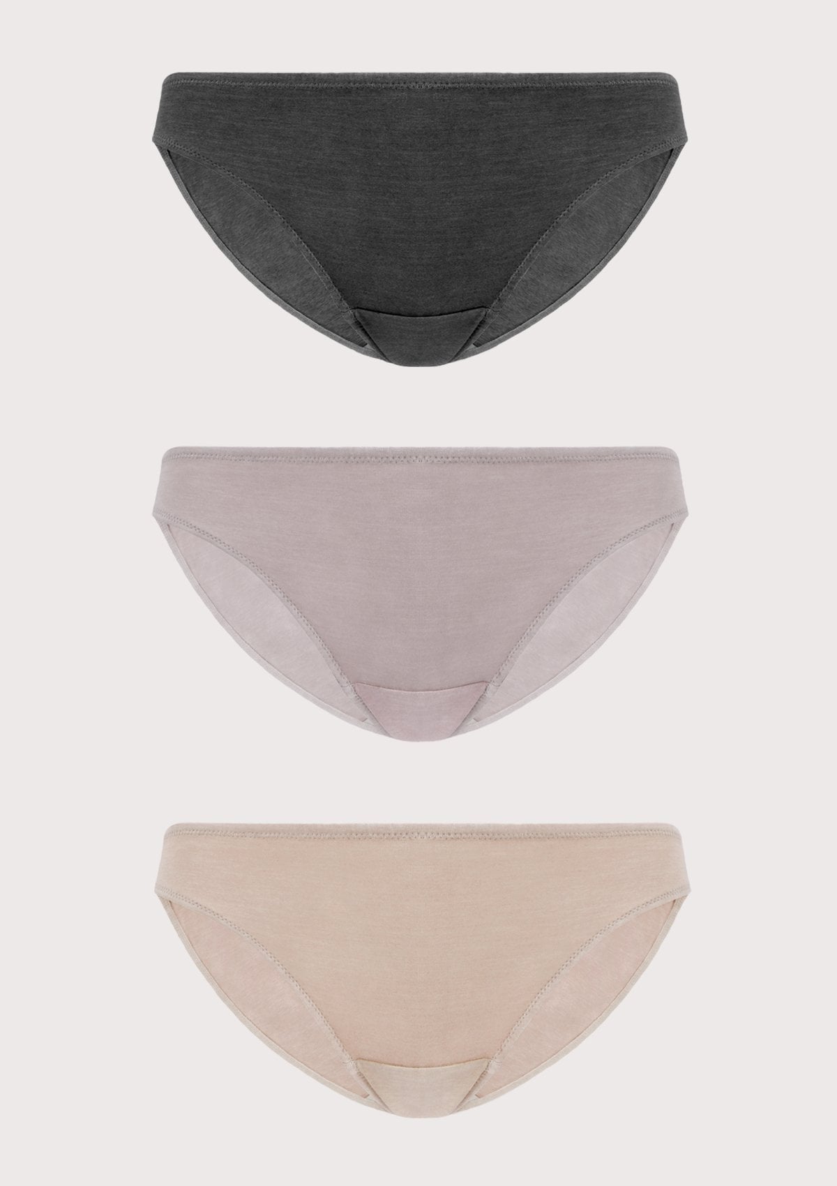 HSIA Comfort Cotton Mid-rise Bikini Panties 3 Pack - M / Black+Pink+Beige