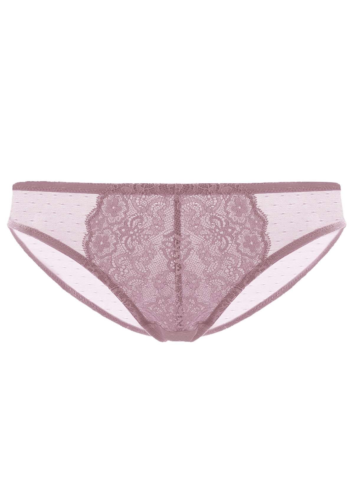 HSIA Nymphaea Front Floral Lace Mesh Back Comfort Bikini Underwear - M / Pink