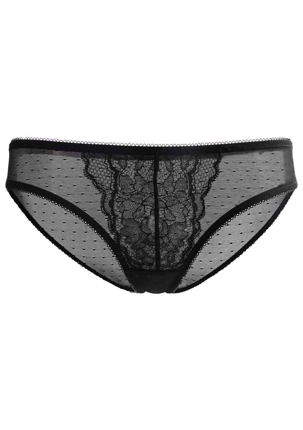 HSIA Enchante Sheer Lace Mesh Mid Rise Bikini Underwear - XXXL / Dark Gray