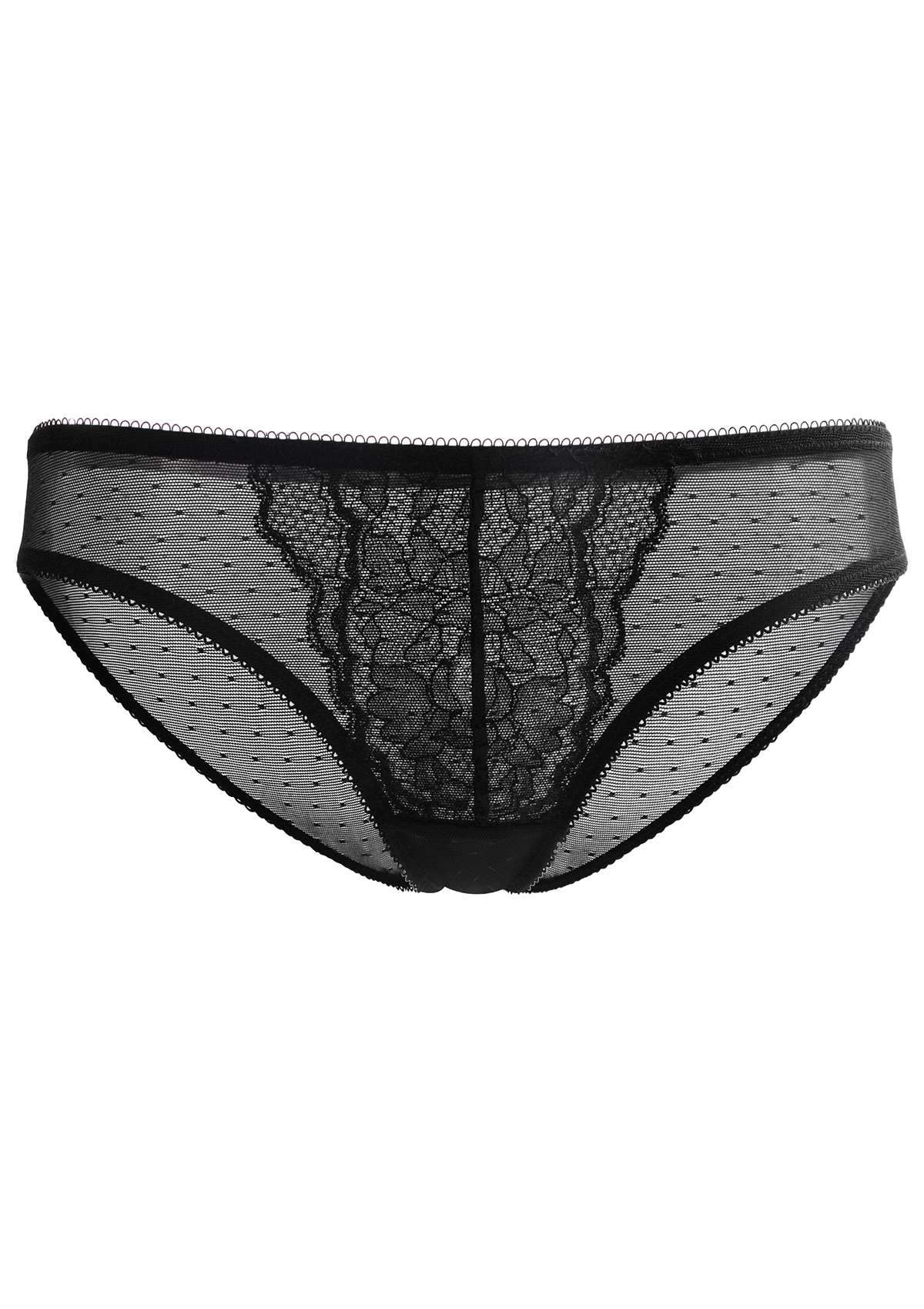 HSIA Enchante Sheer Lace Mesh Mid Rise Bikini Underwear - XXXL / Black