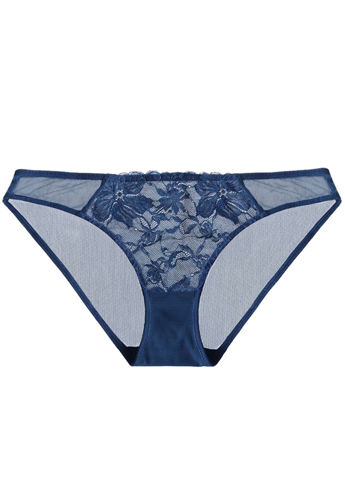 HSIA Breathable Sexy Feminine Lace Mesh Bikini Underwear - XL / Blue