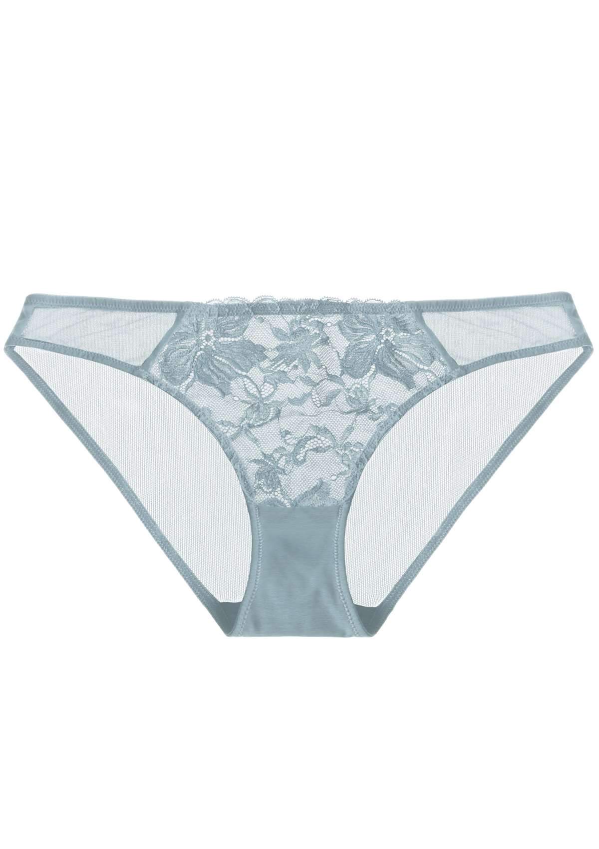 HSIA Pretty In Petals Mid-Rise Floral Lacy Mesh Lightweight Underwear  - XXL / Pewter Blue