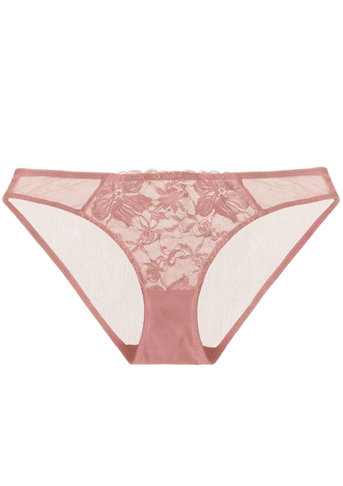 HSIA Breathable Sexy Feminine Lace Mesh Bikini Underwear - M / Red