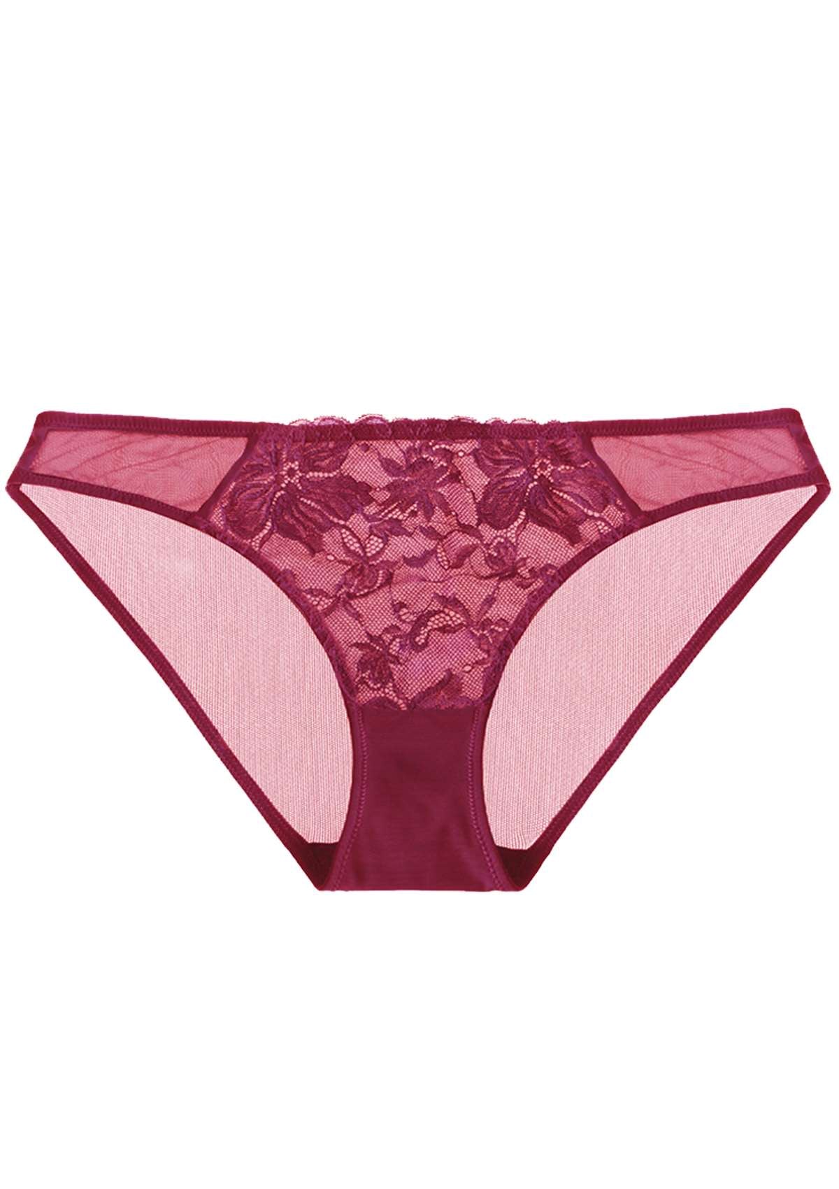 HSIA Breathable Sexy Feminine Lace Mesh Bikini Underwear - XL / Red