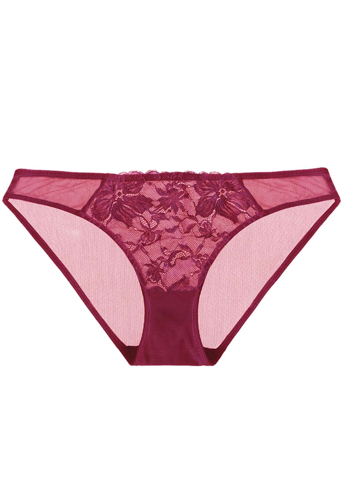 HSIA Pretty In Petals Mid-Rise Sexy Lace Everyday Underwear  - M / Bikini / Red