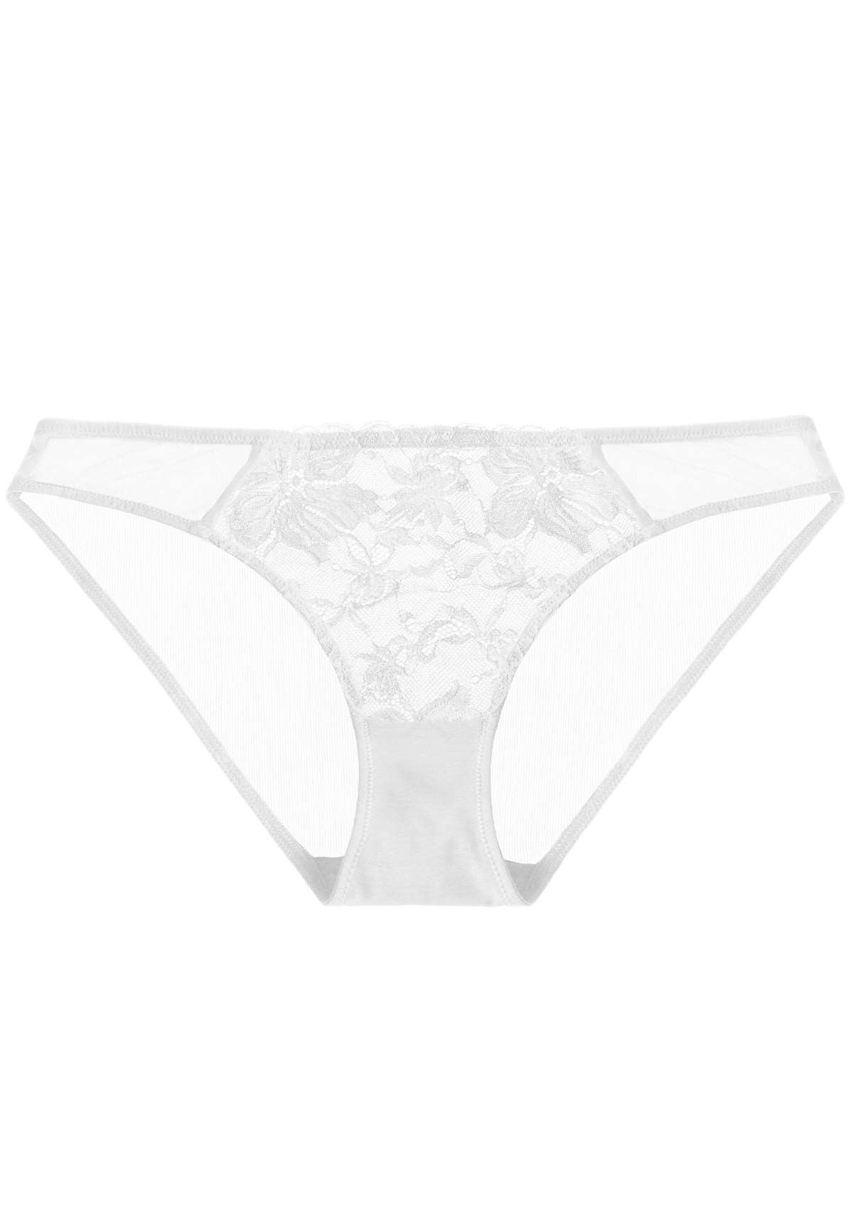 HSIA Mid-Rise Elegant Feminine Sheer Lace Mesh Comfortable Underwear. - XXL / Bikini / White