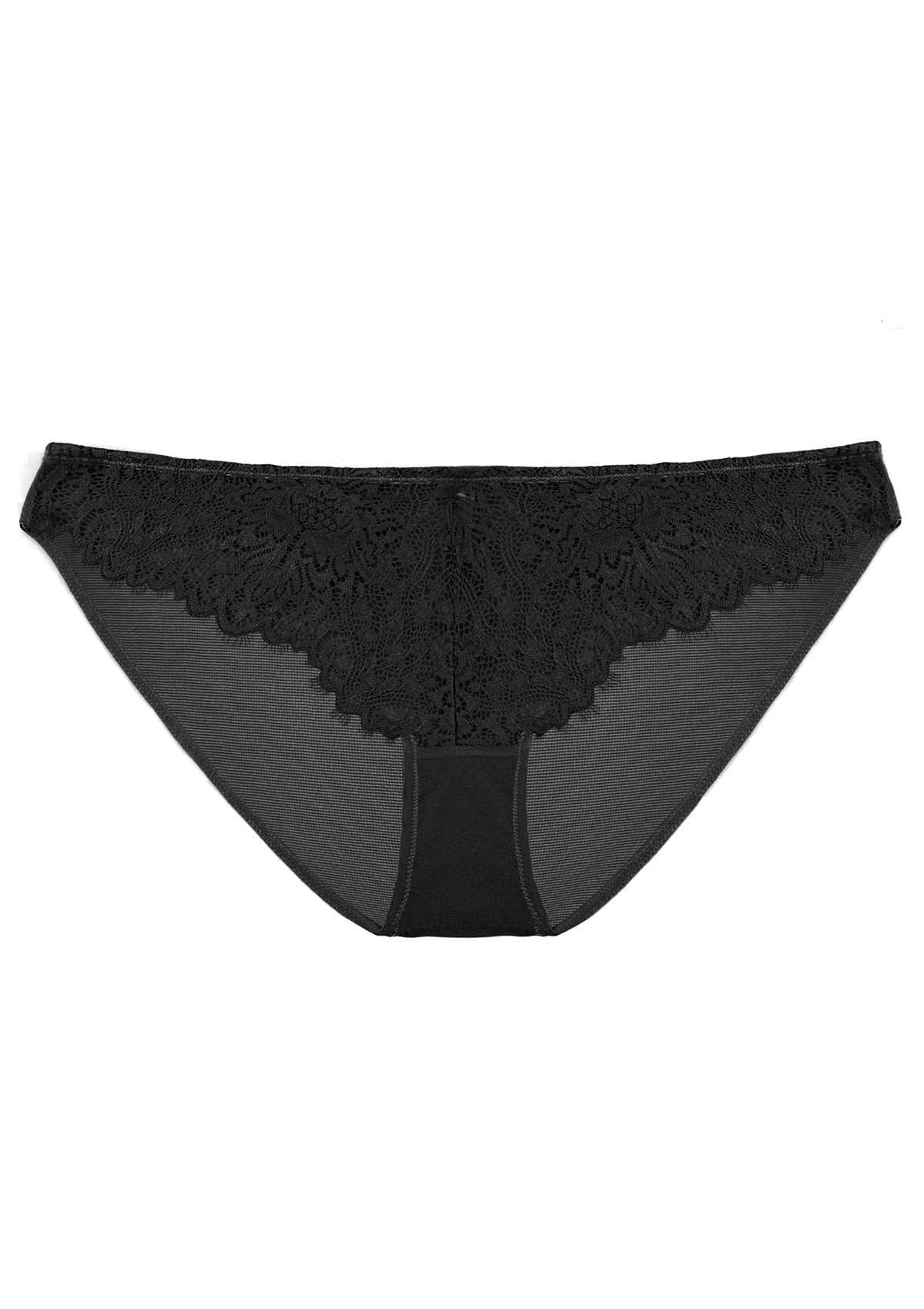 HSIA Sunflower Exquisite Black Bikini Lace Underwear - XXXL / High-Rise Brief / Black