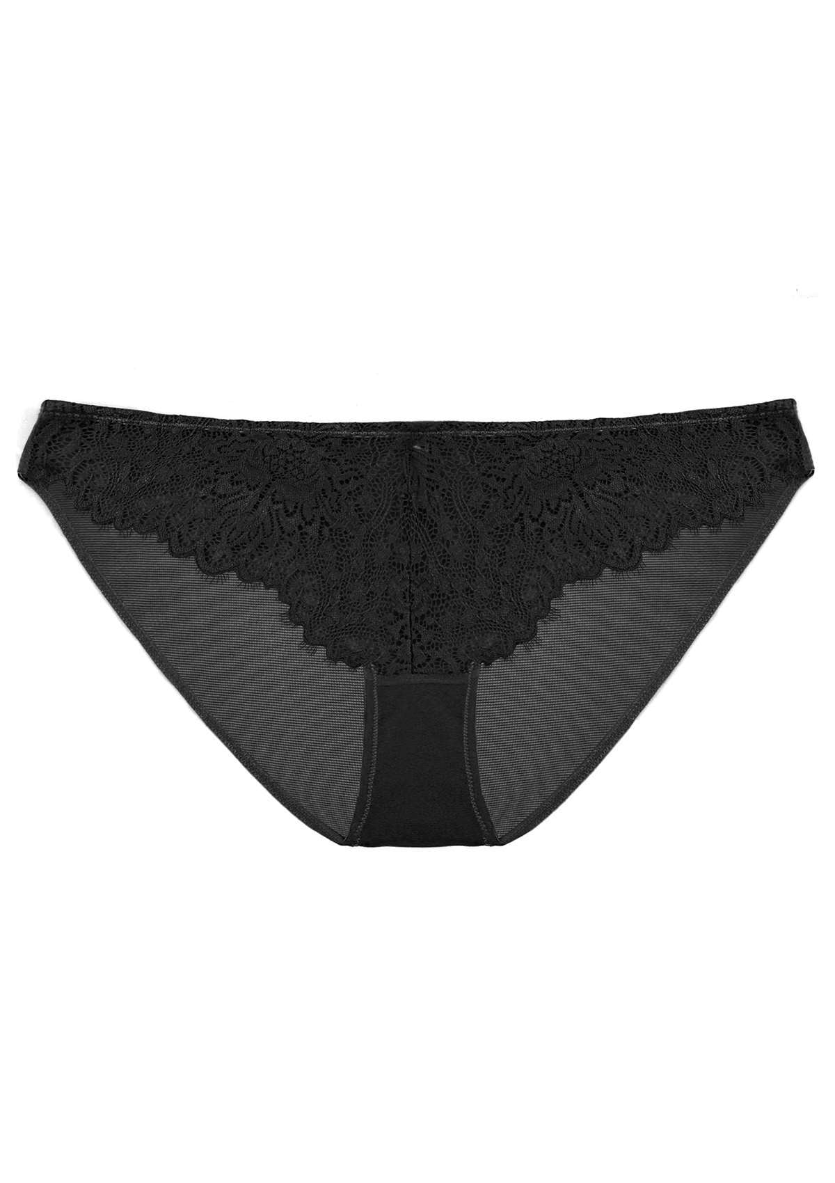 HSIA Sunflower Exquisite Black Bikini Lace Underwear - L / High-Rise Brief / Black