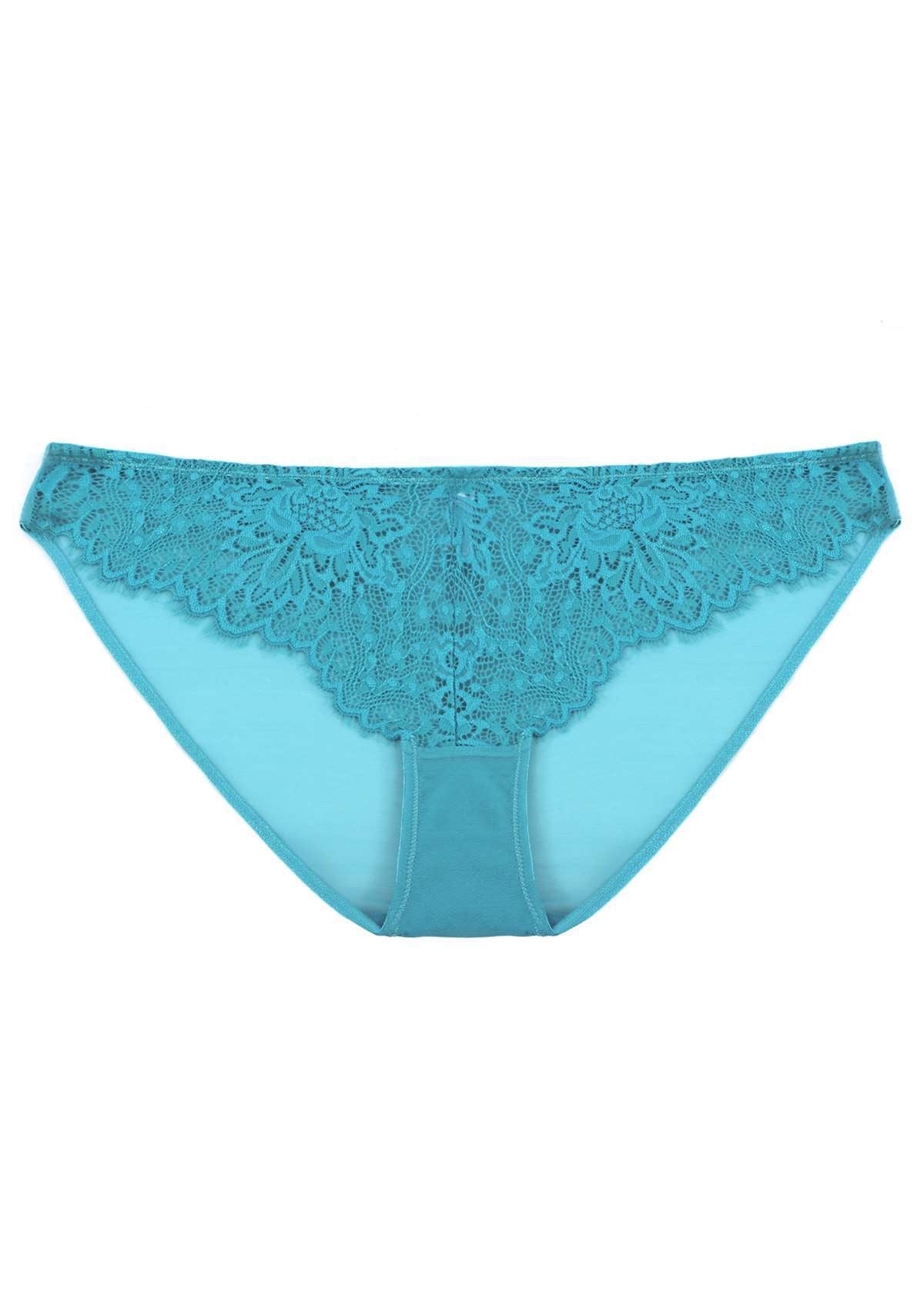 HSIA Sunflower Exquisite Horizon Blue Lace Bikini Underwear - L / High-Rise Brief / Horizon Blue