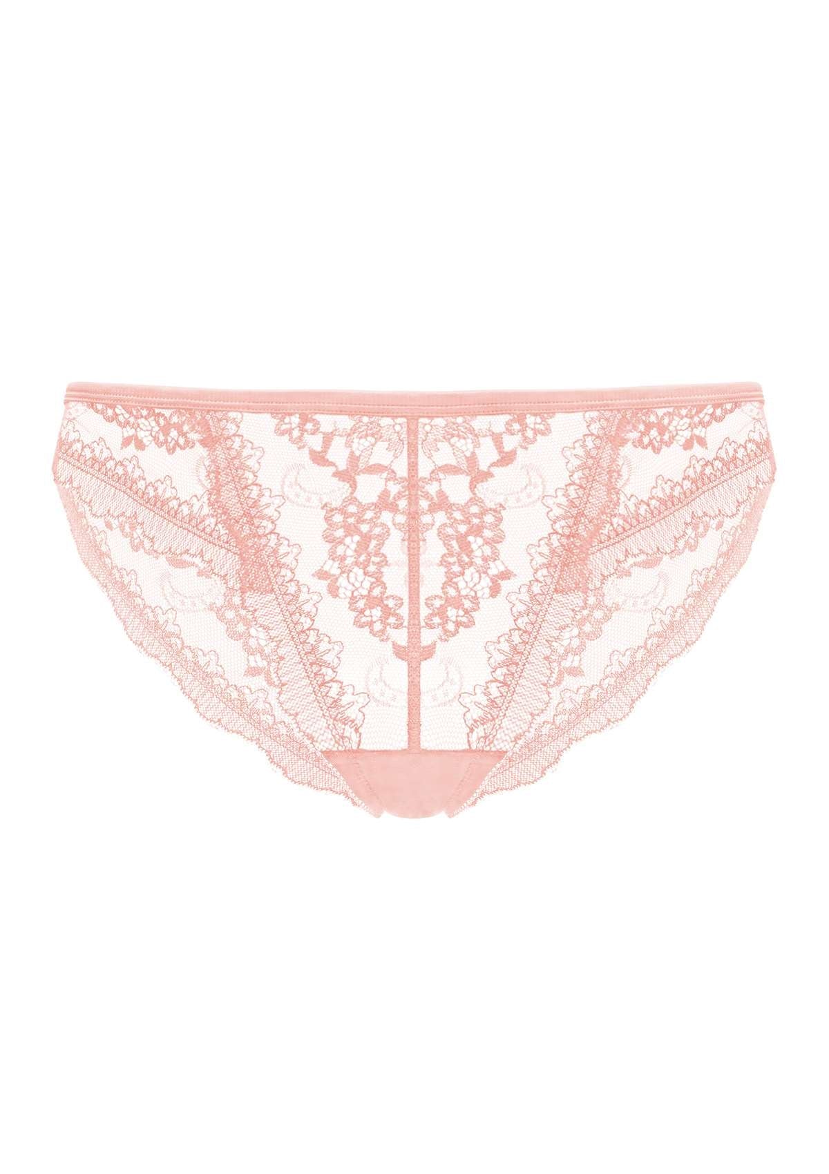 HSIA Floral Bridal Intricate All-Over Lace Romantic Bikini Underwear - Pink / S