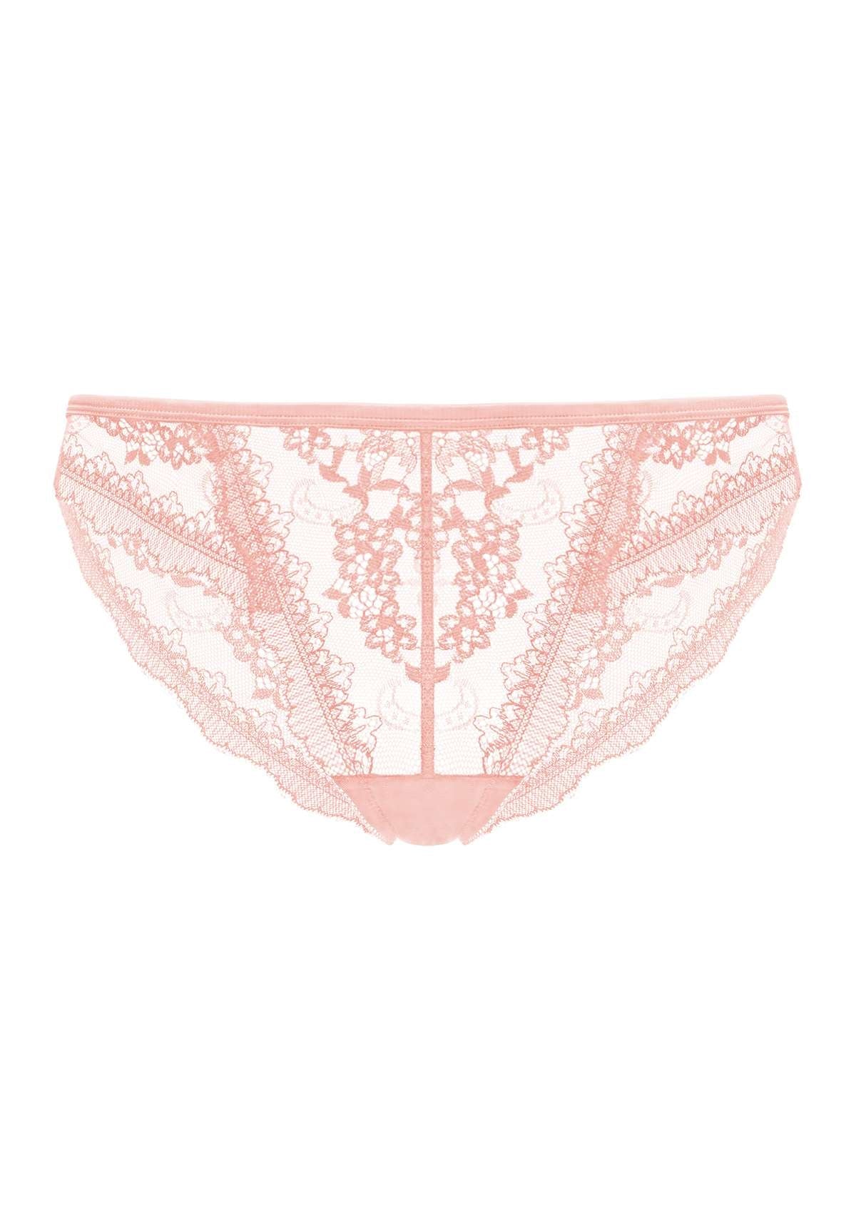 HSIA Floral Bridal Intricate All-Over Lace Romantic Bikini Underwear - Pink / L