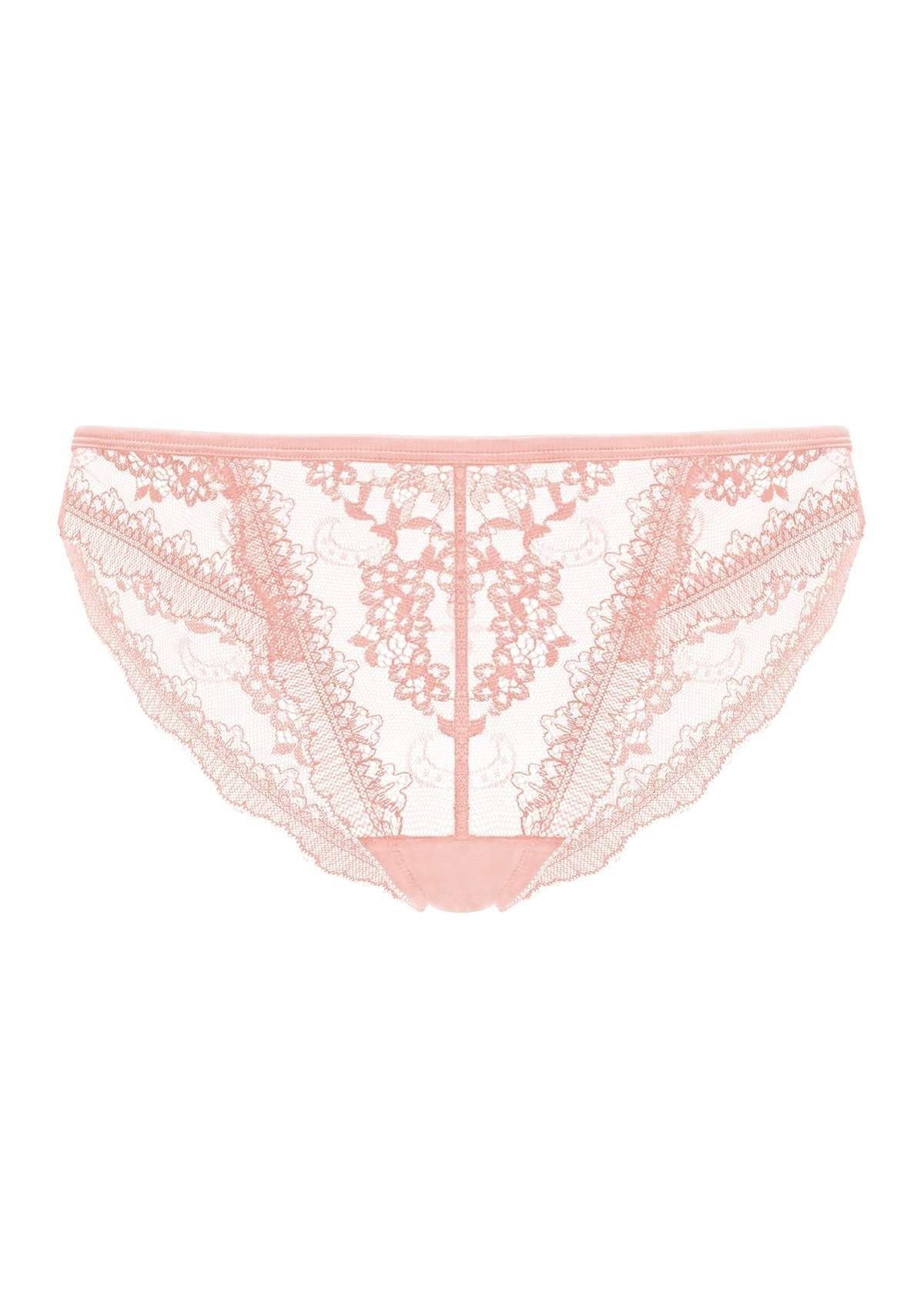 HSIA Floral Bridal Lace Back Cheeky Delicate Underwear  - Pink / XXL