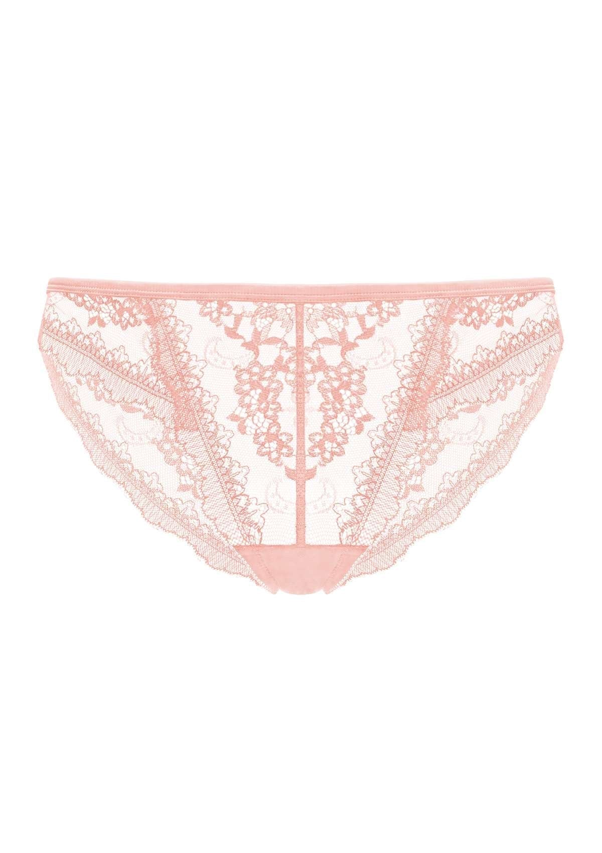 HSIA Floral Bridal Lace Back Cheeky Delicate Underwear  - Pink / S