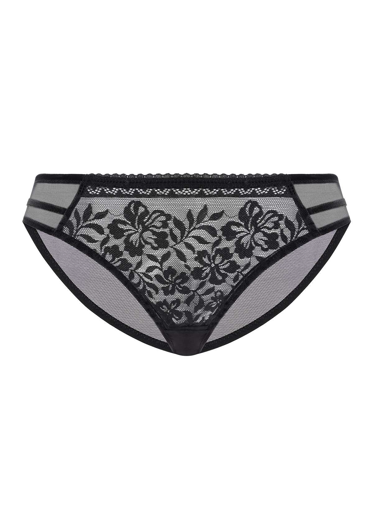 HSIA Gladioli Floral Lace Mesh Airy Elegant Beautiful Bikini Underwear - XL / Black