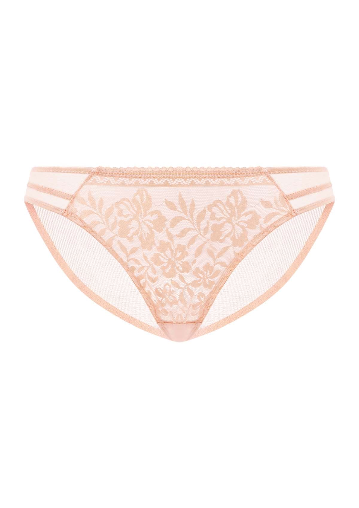 HSIA Gladioli Floral Lace Mesh Airy Elegant Beautiful Bikini Underwear - XL / Peach