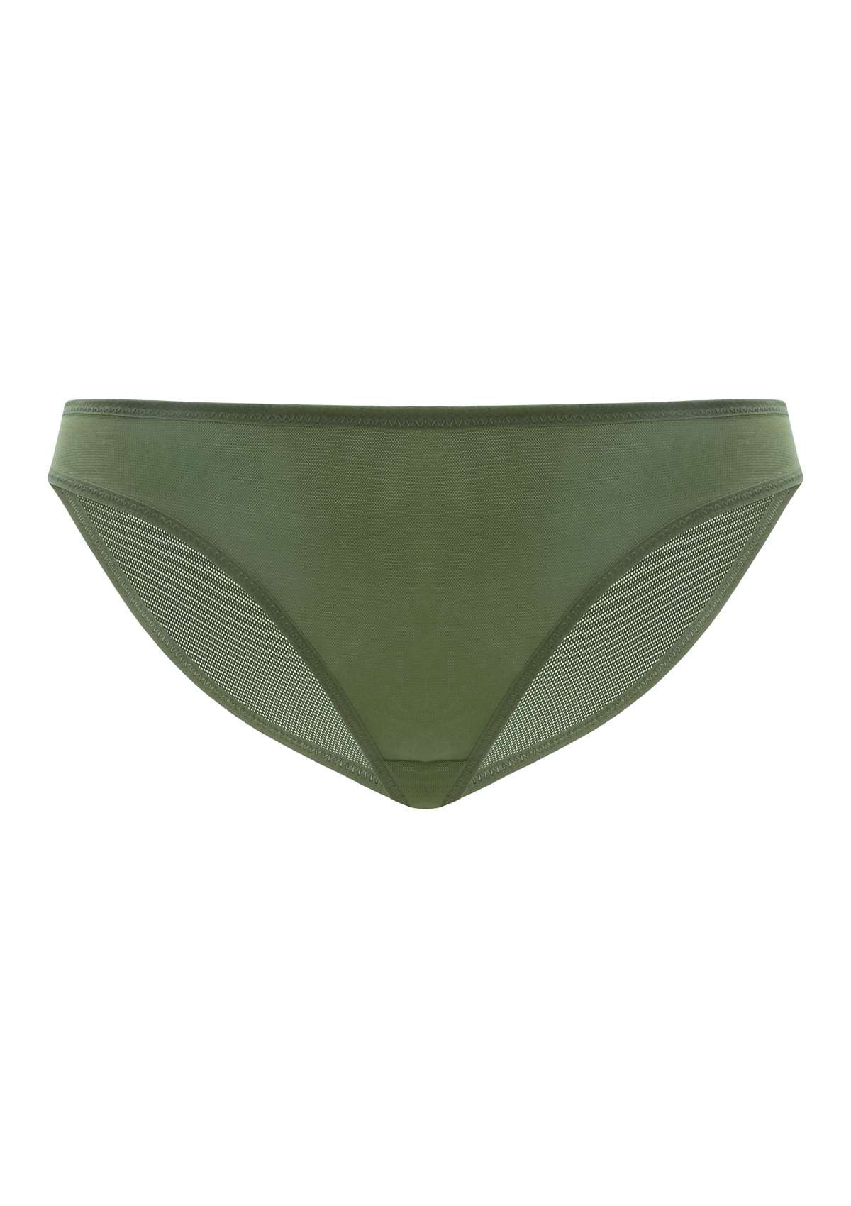 HSIA Billie Smooth Sheer Mesh Lightweight Soft Comfy Bikini Underwear - L / Dark Green