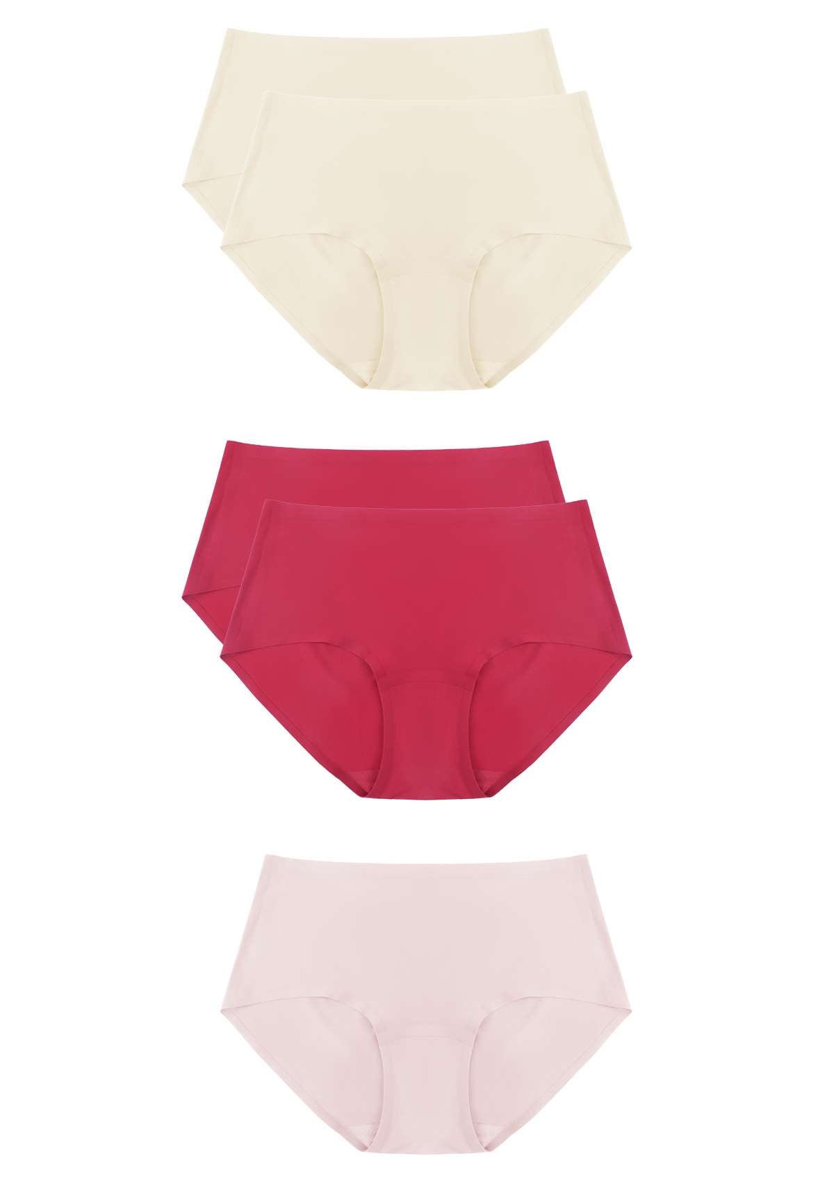 HSIA FlexiFit Soft Stretch Seamless Brief Underwear Bundle - 10 Packs/$35 / XS-L / 2*Peach Beige+2*Red+Dusty Rose
