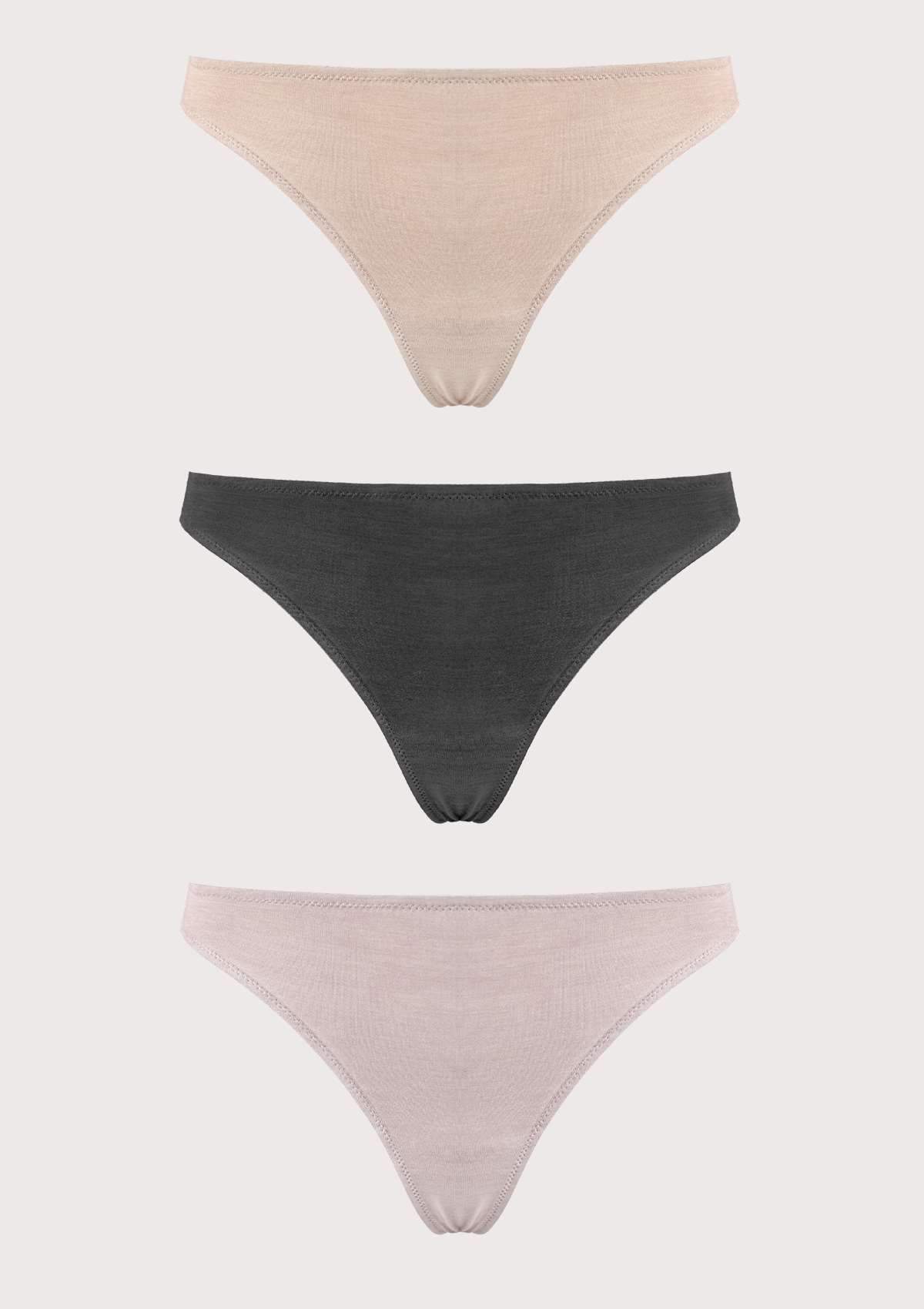 HSIA Comfort Cotton Thongs 3 Pack - S / Beige+Black+Pink