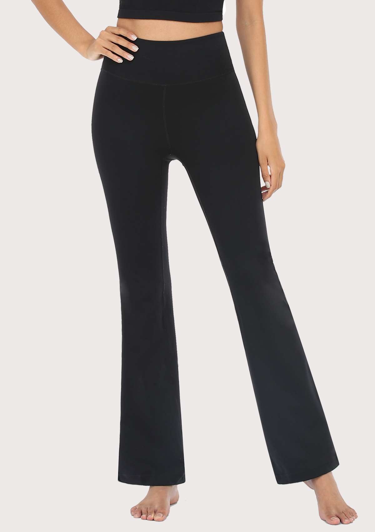 SONGFUL Smooth High Waisted Bootcut Yoga Sports Pants - L / Black
