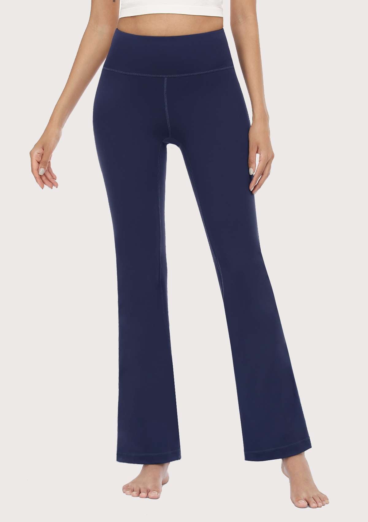 SONGFUL Smooth High Waisted Bootcut Yoga Sports Pants - L / Dark Blue