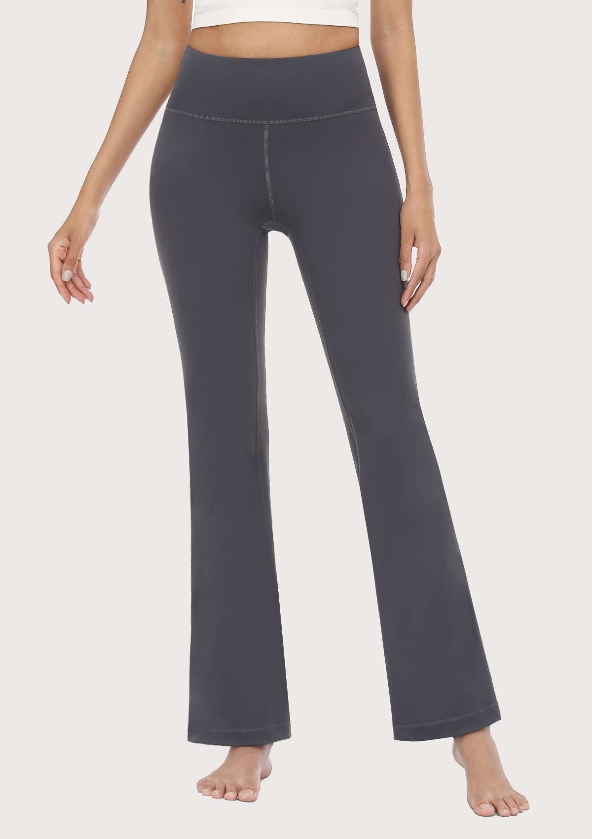 SONGFUL Smooth High Waisted Bootcut Yoga Sports Pants - L / Dark Grey