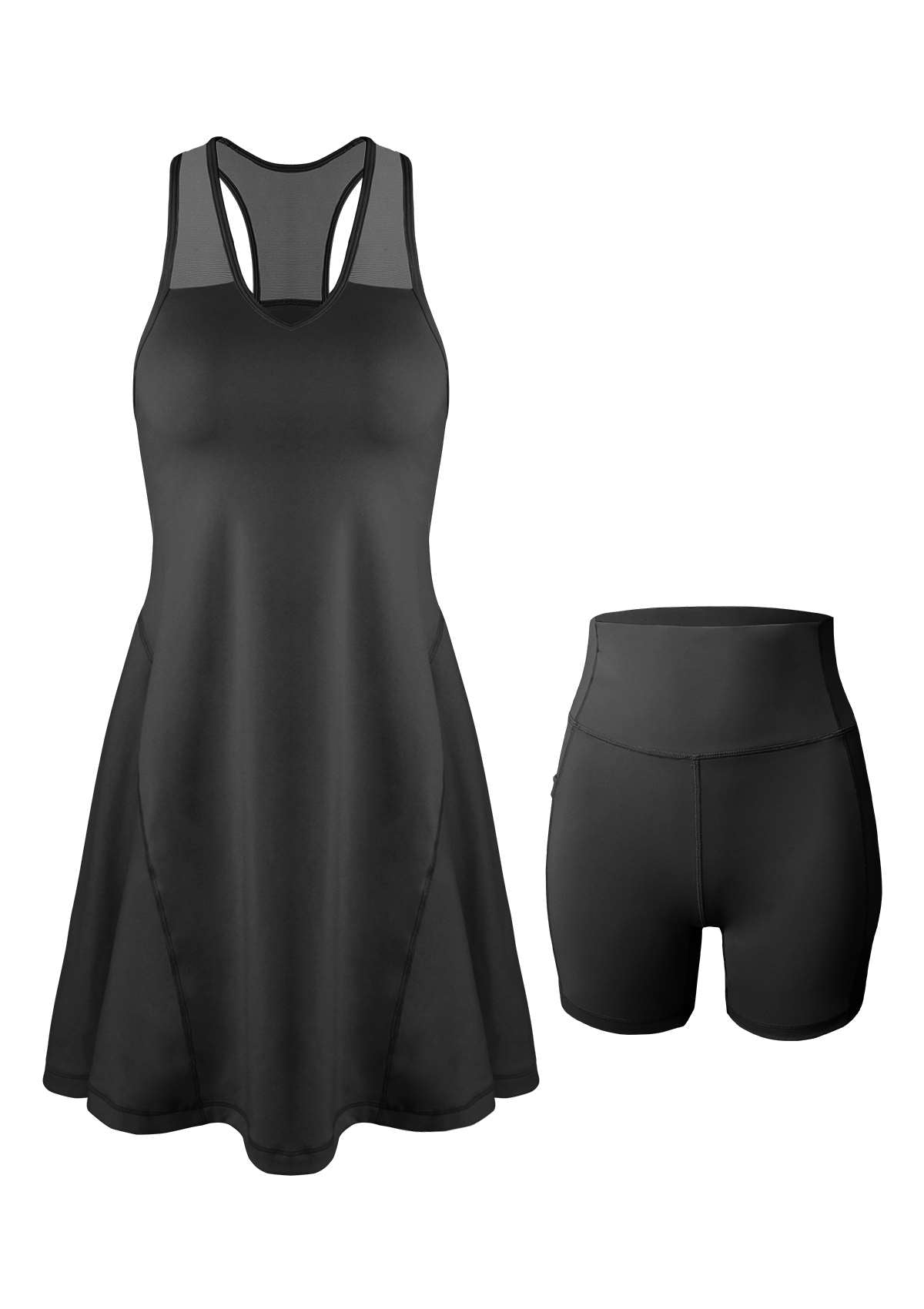 SONGFUL On The Move Sports Dress With Shorts Set - XS / Black